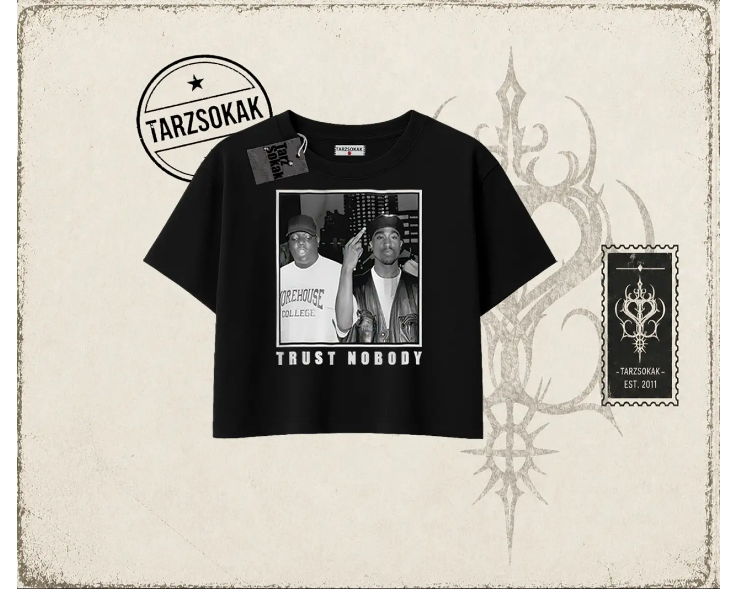 Unisex Trust Nobody Kadın Crop Tişört Beyaz