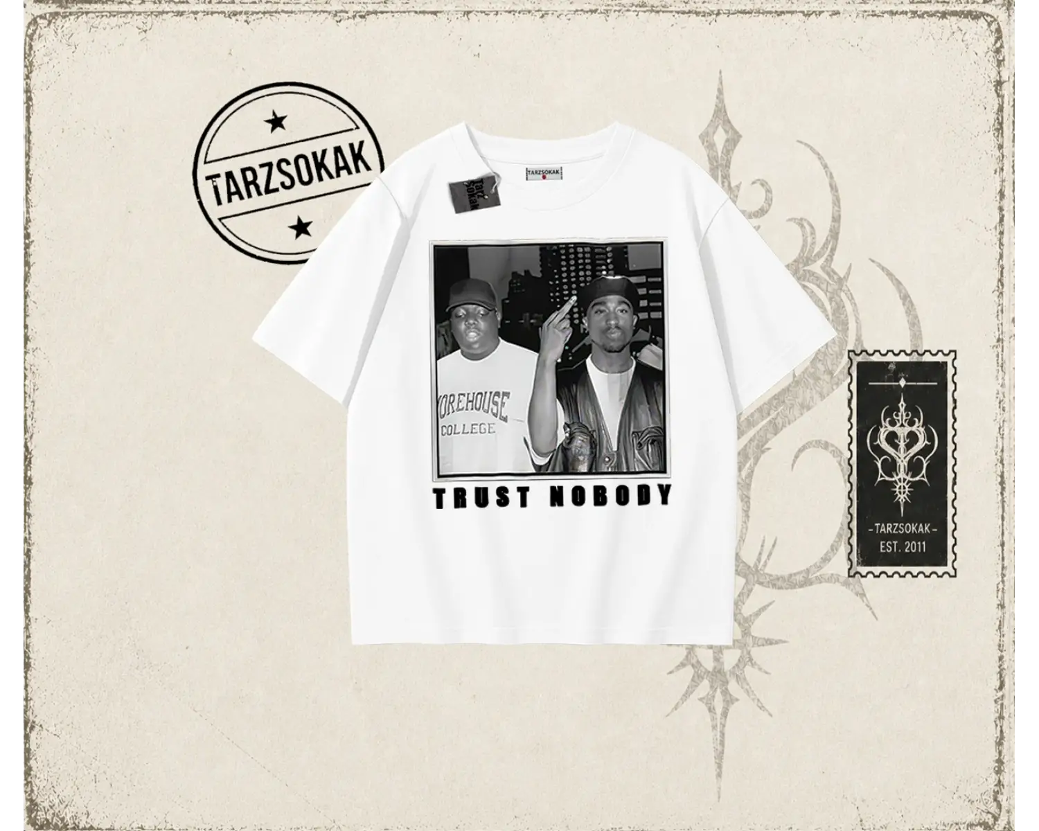 Unisex Trust Nobody Oversize Unisex Tişört Beyaz