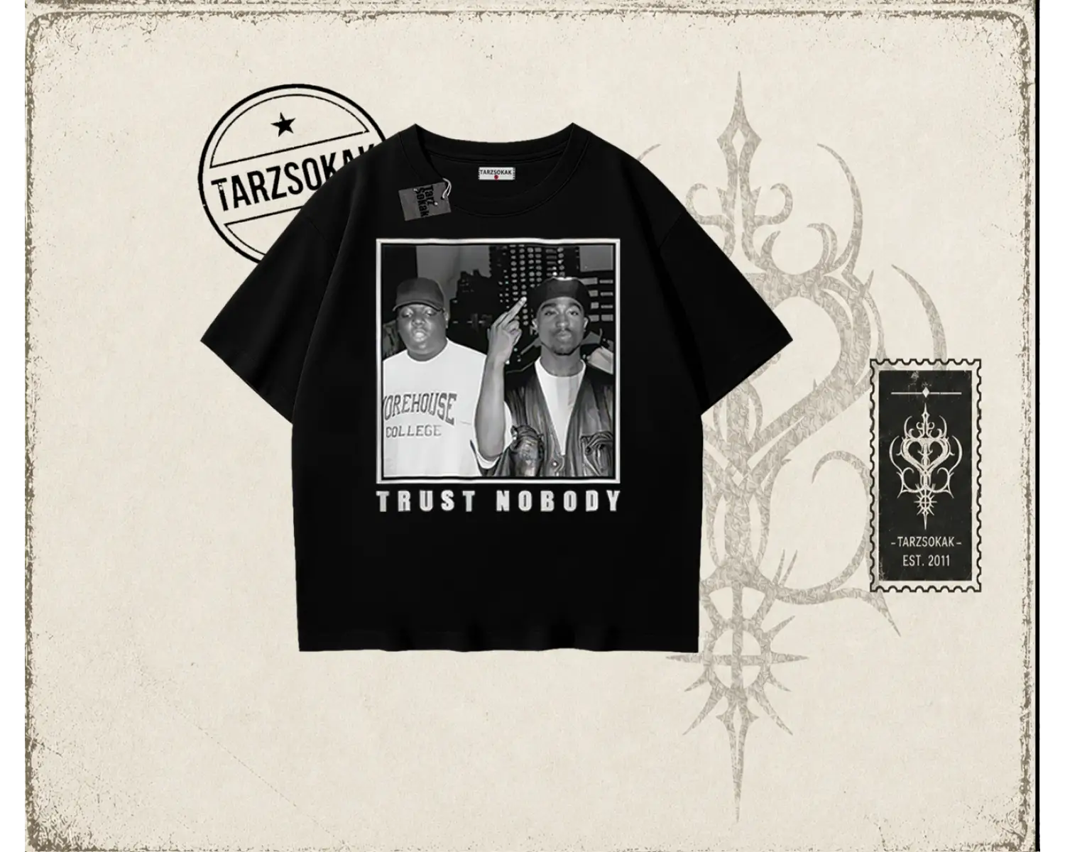 Unisex Trust Nobody Oversize Unisex Tişört Beyaz