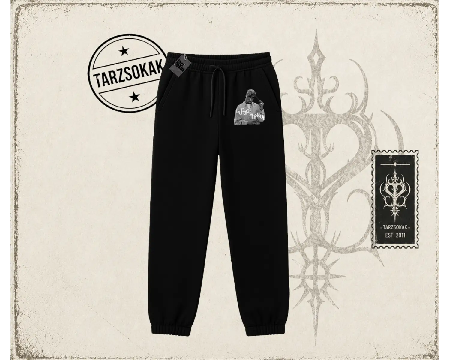 Unisex Tupac Shakur Unisex Jogger Eşofman Altı Beyaz