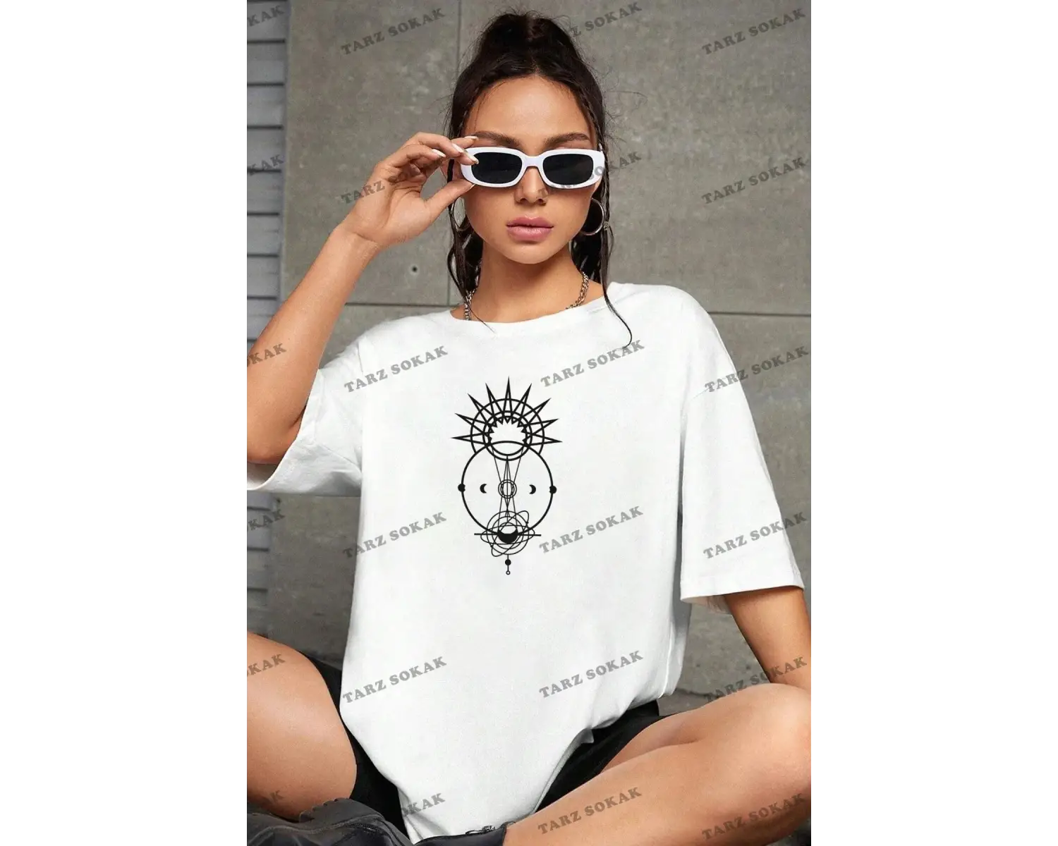 Unisex Tutulma Baskılı Oversize Boyfriend