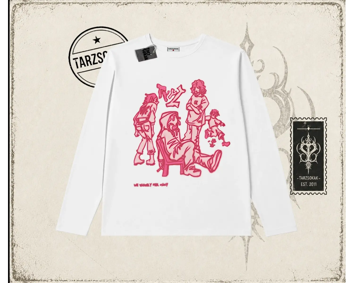 Unisex Tyyz Biskilet Yaka  Long Sleeve Beyaz