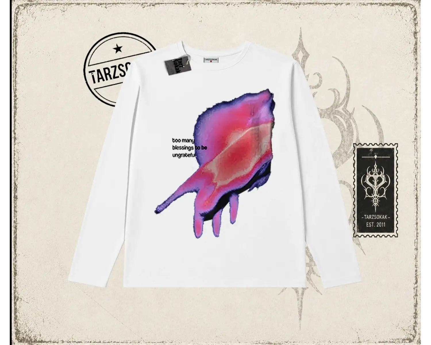 Unisex Ungrateful Biskilet Yaka  Long Sleeve Beyaz