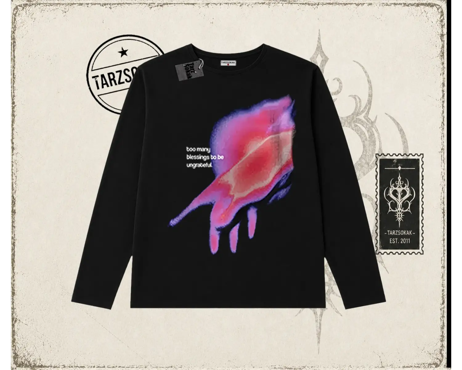 Unisex Ungrateful Biskilet Yaka  Long Sleeve Beyaz