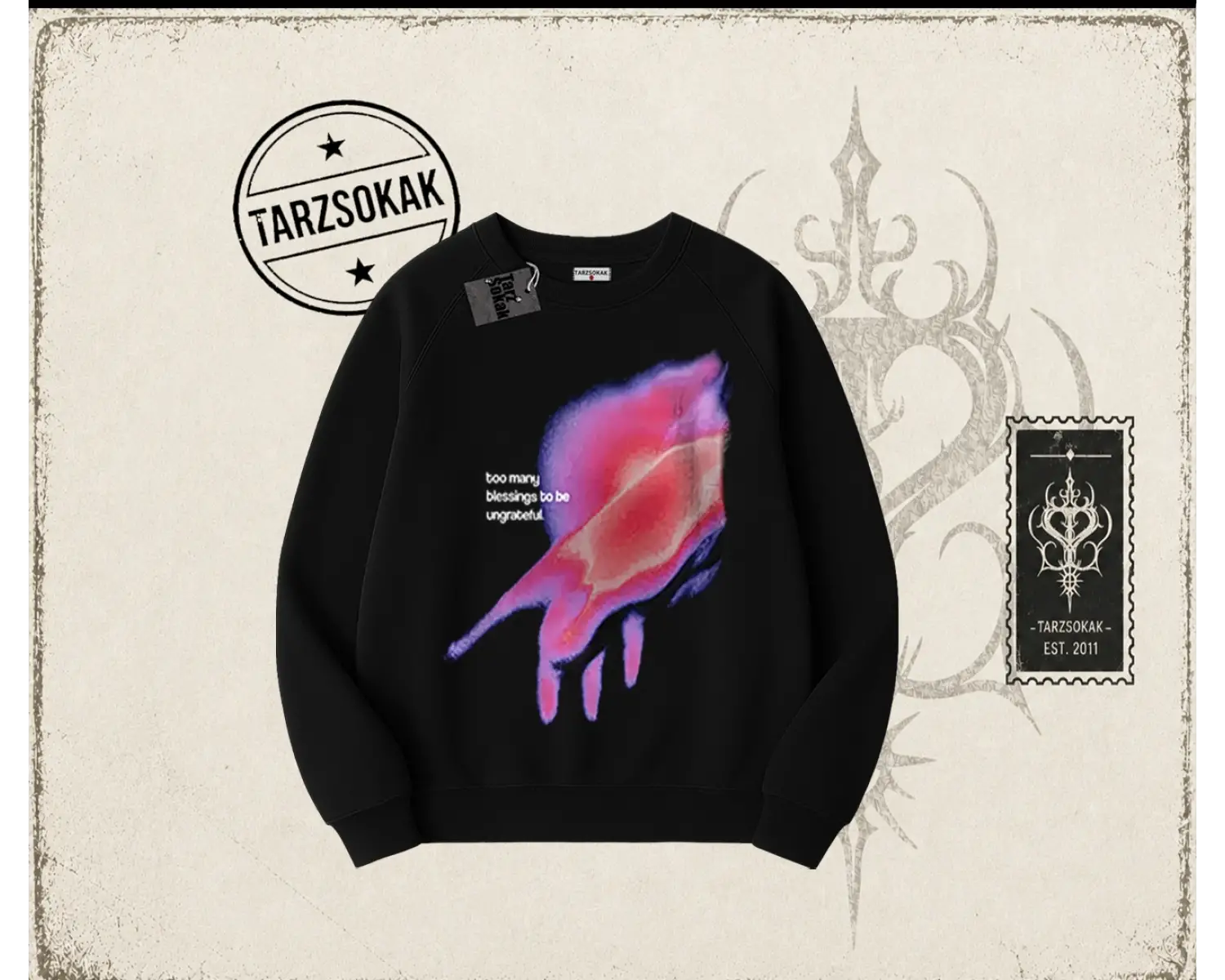 Unisex Ungrateful Oversize Unisex Bisiklet Yaka Sweatshirt Beyaz