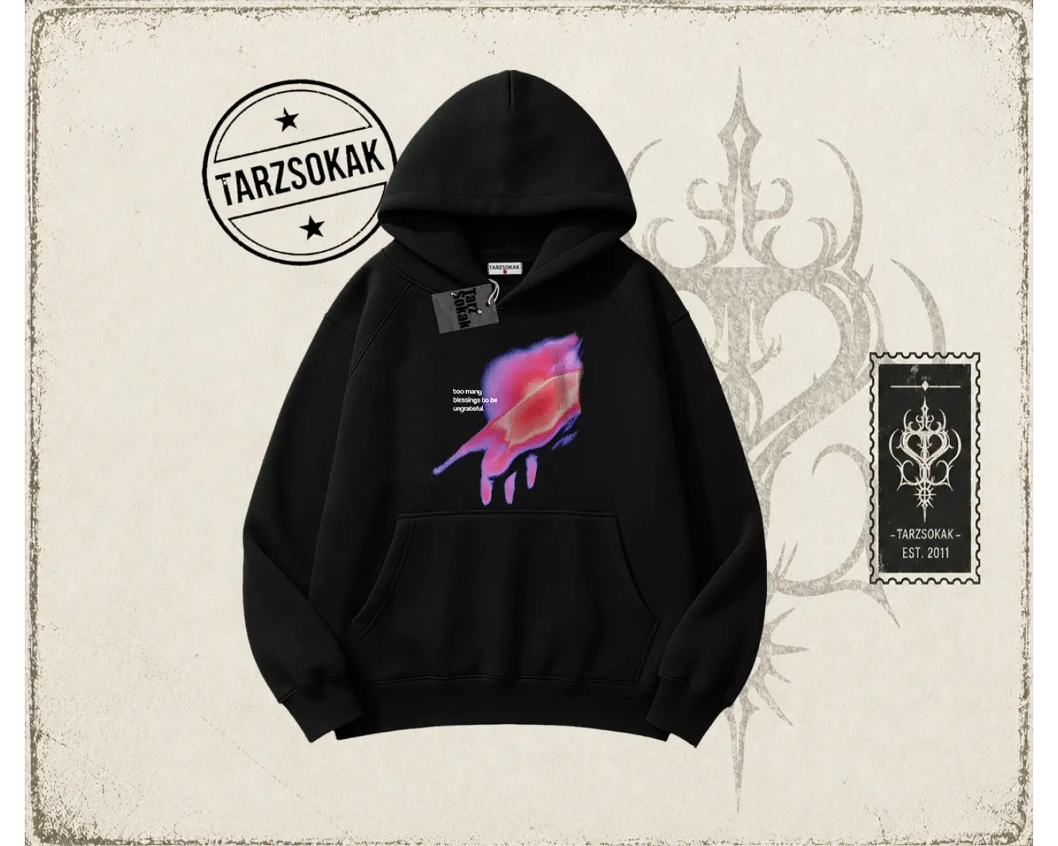 Unisex Ungrateful Oversize Unisex Kapşonlu Sweatshirt Beyaz