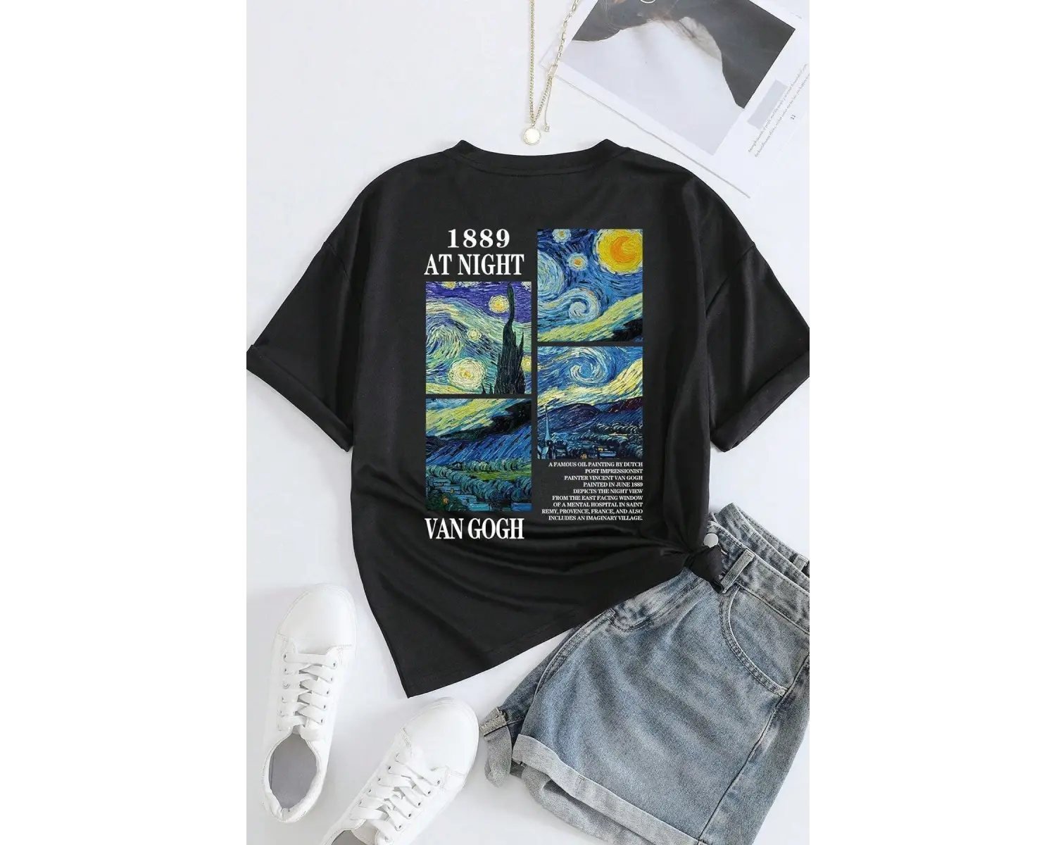 Unisex Van Gogh Baskılı Oversize