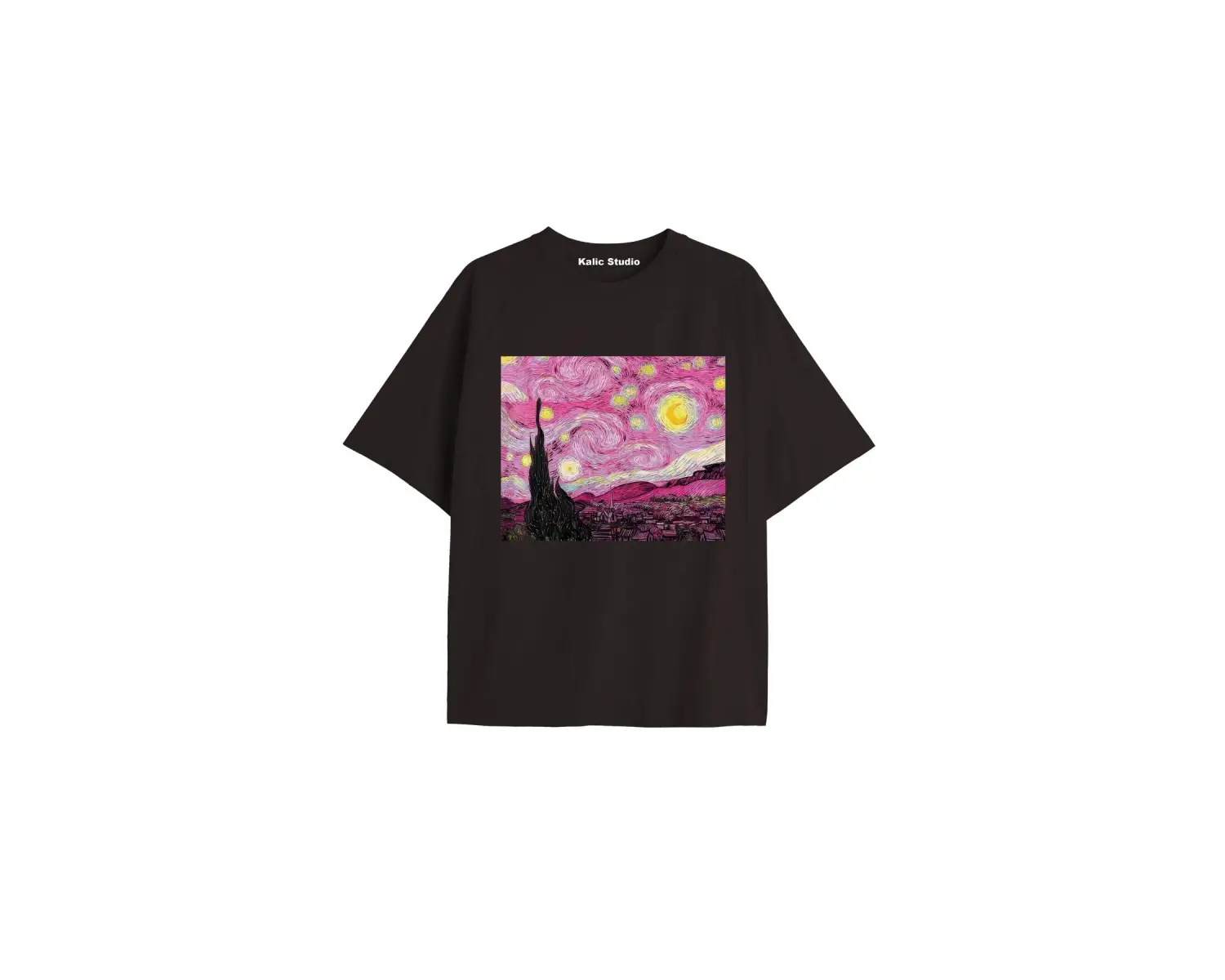 Unisex Van Gogh Baskılı Oversize Tshirt