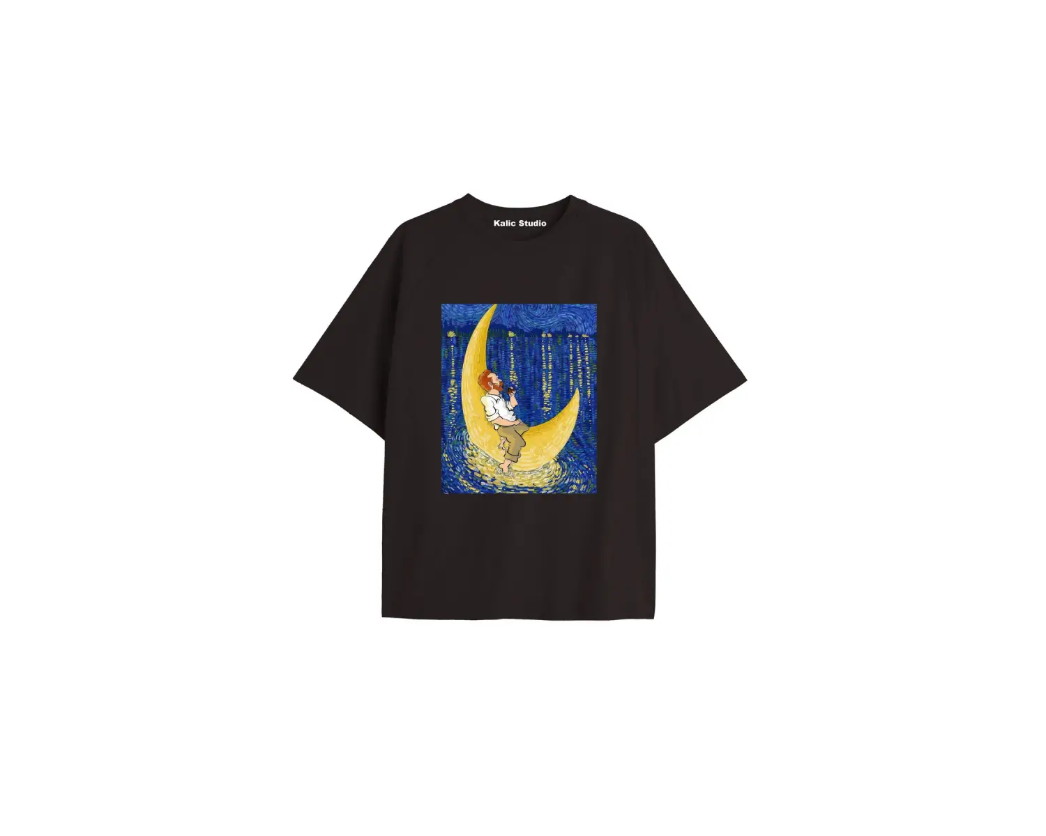 Unisex Van Gogh Baskılı Oversize Tshirt