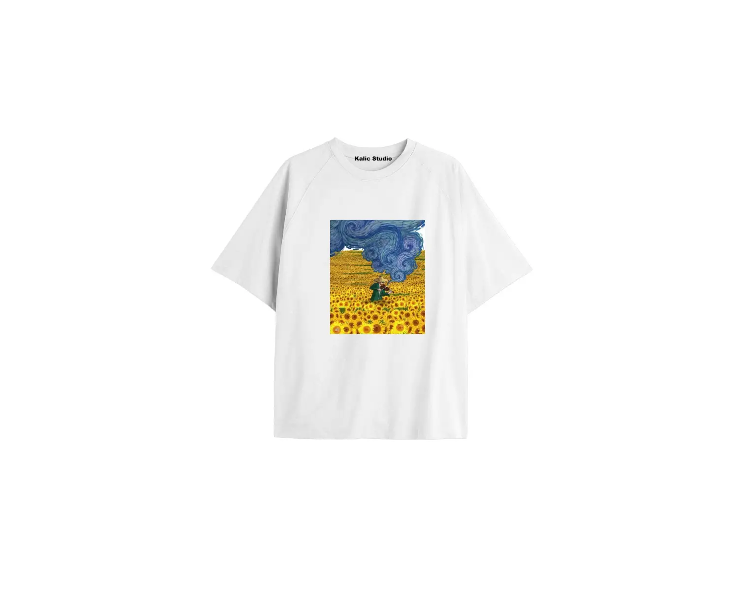 Unisex Van Gogh Baskılı Oversize Tshirt