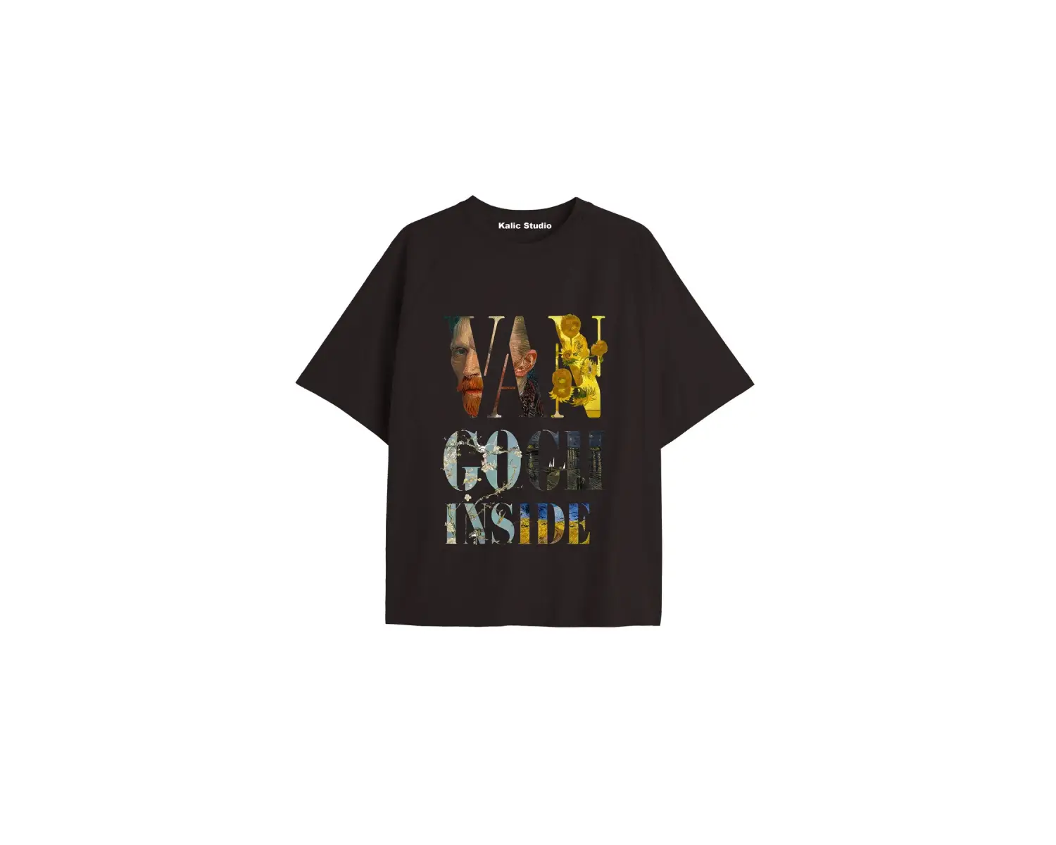 Unisex Van Gogh Baskılı Oversize Tshirt