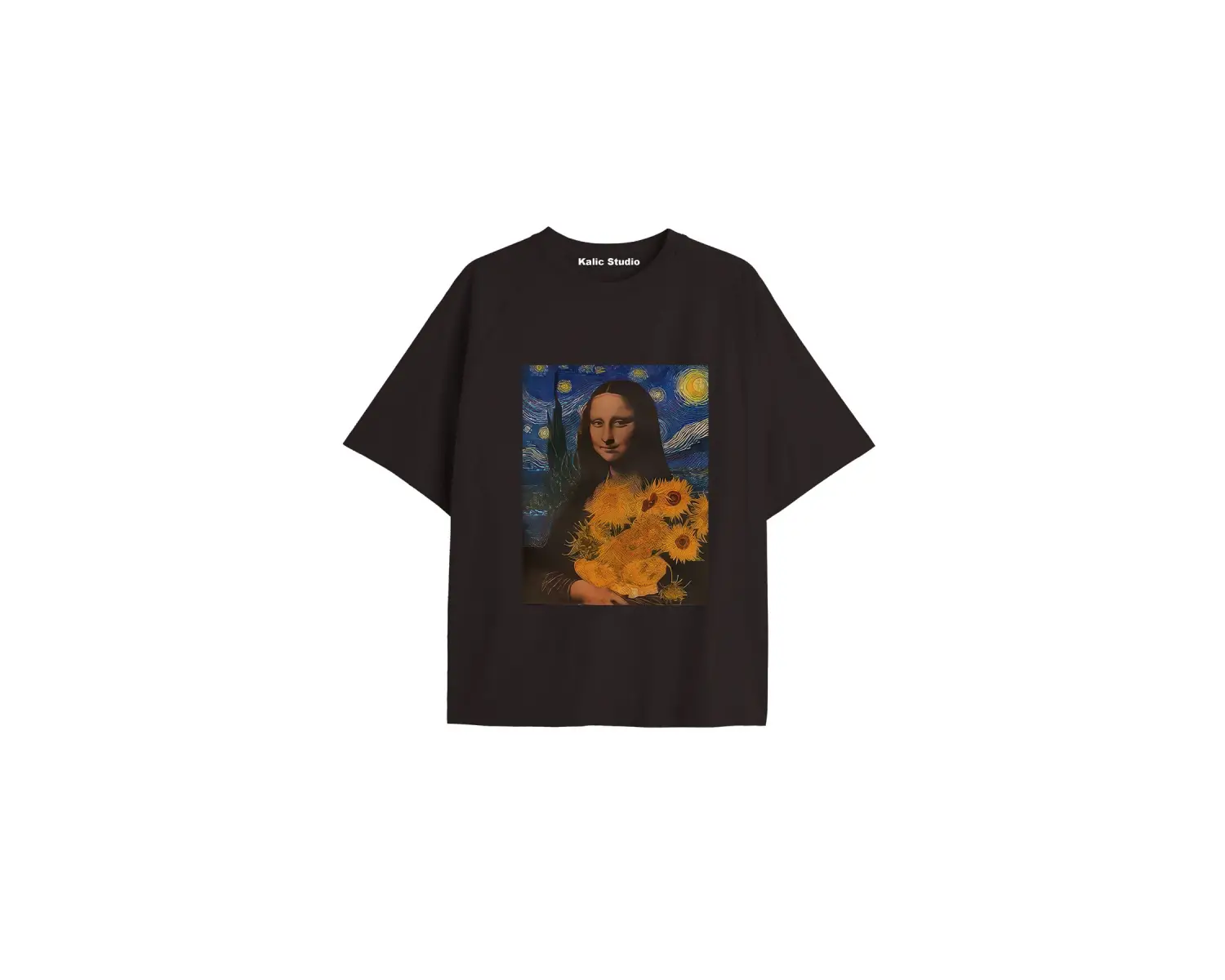 Unisex Van Gogh Baskılı Oversize Tshirt
