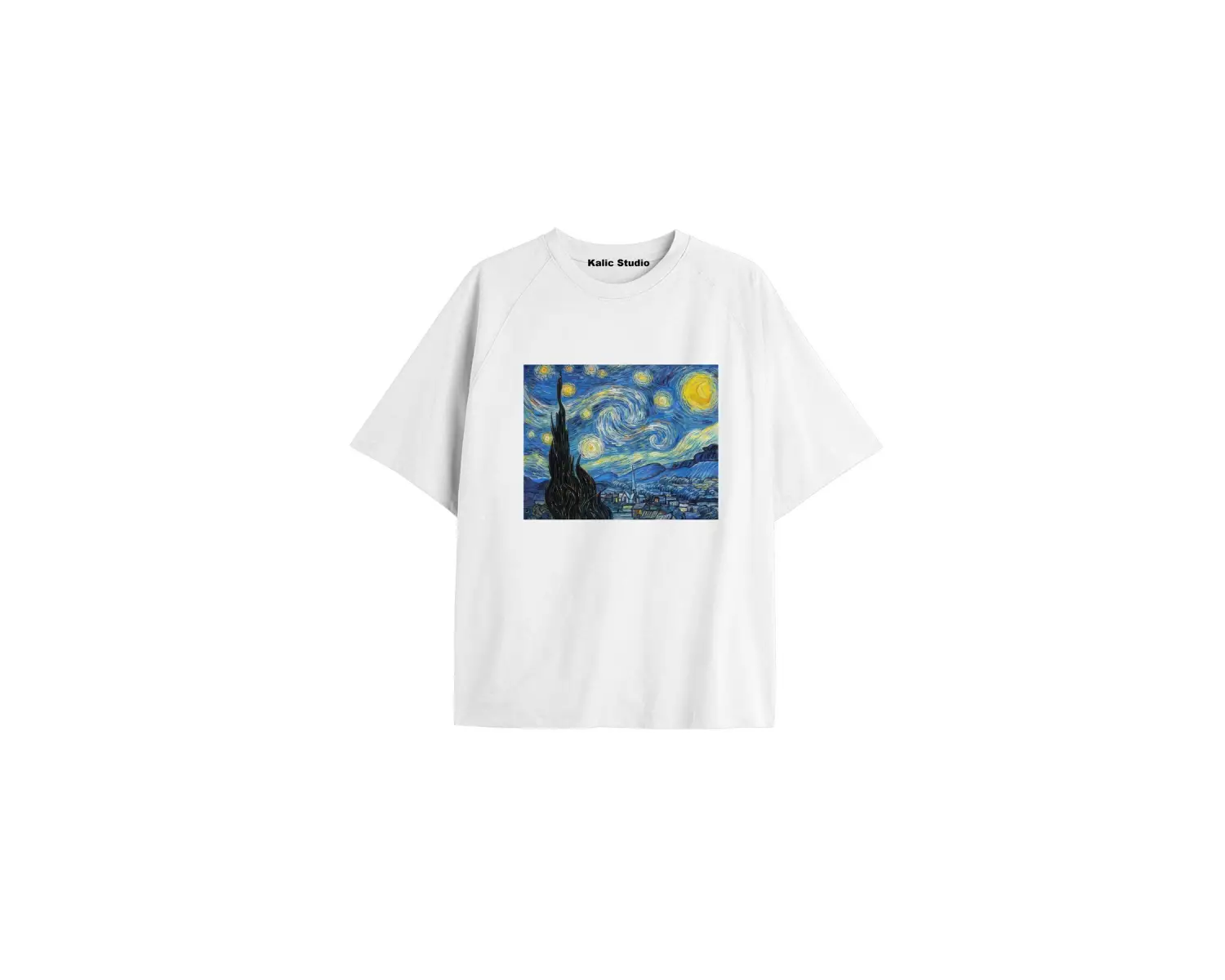 Unisex Van Gogh Baskılı Oversize Tshirt