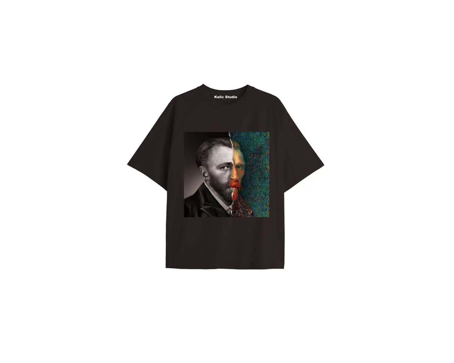 Unisex Van Gogh Baskılı Oversize Tshirt