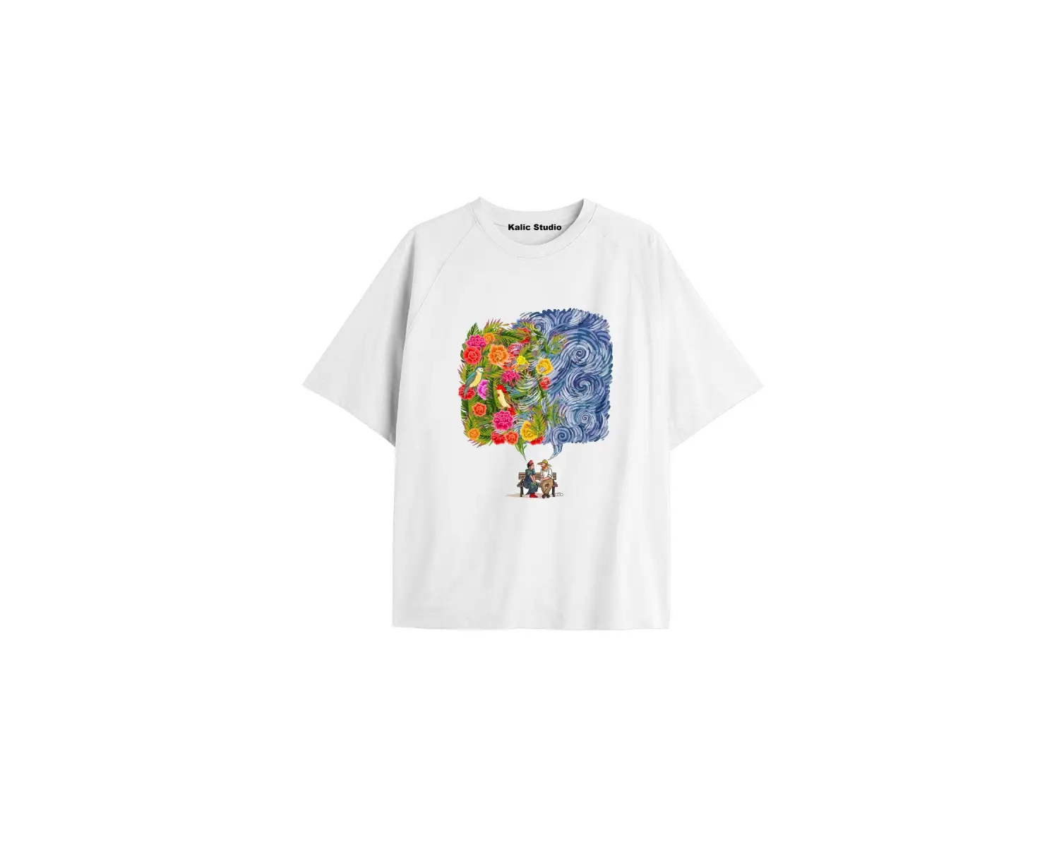 Unisex Van Gogh Baskılı Oversize Tshirt