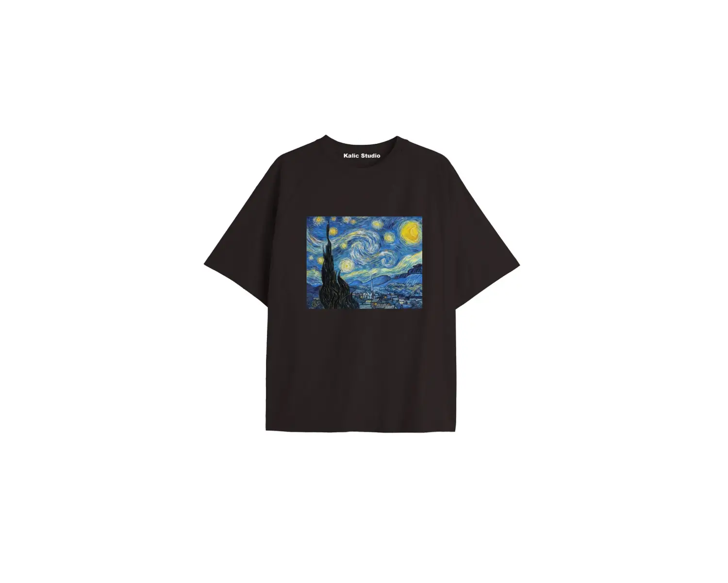 Unisex Van Gogh Baskılı Oversize Tshirt