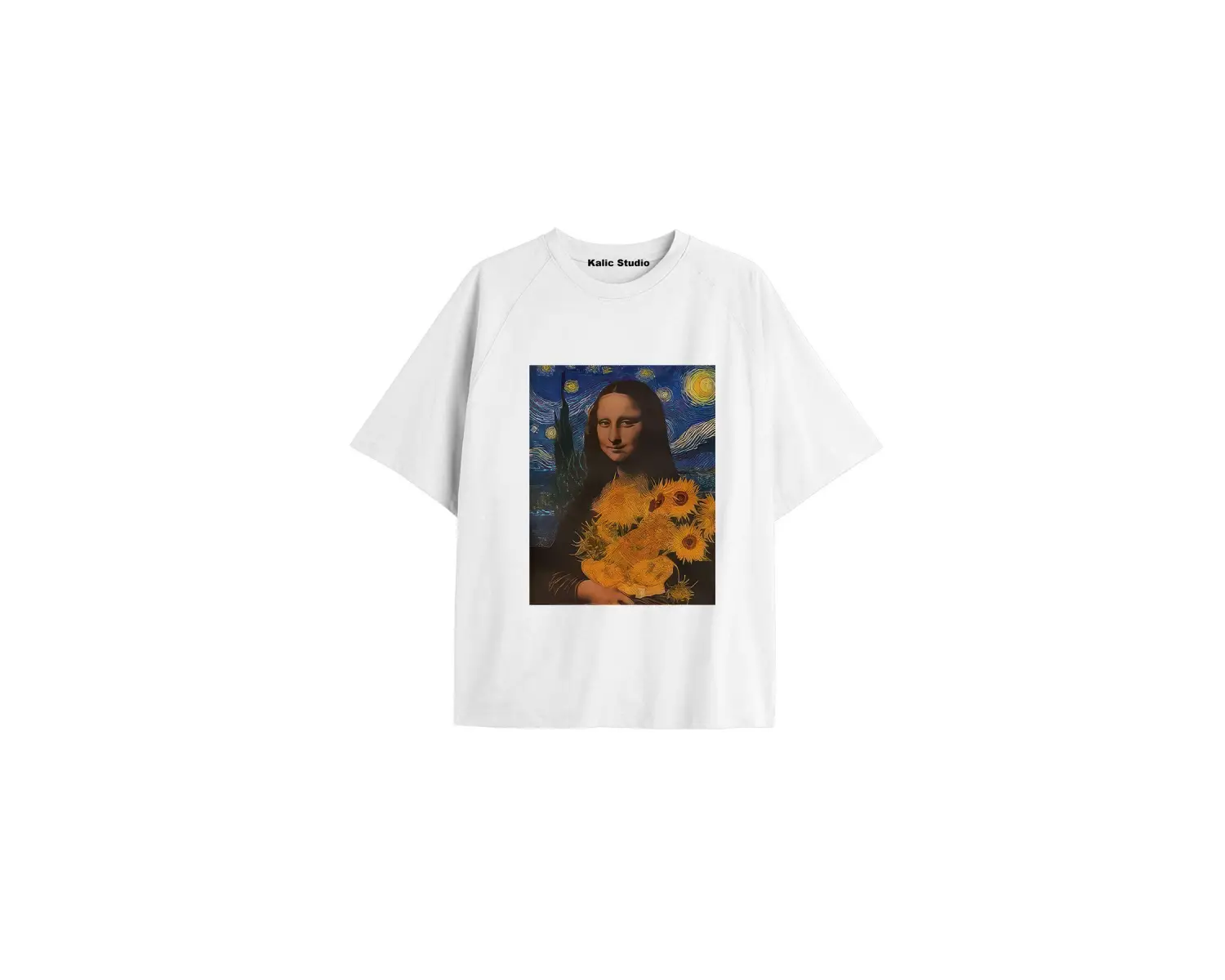 Unisex Van Gogh Baskılı Oversize Tshirt