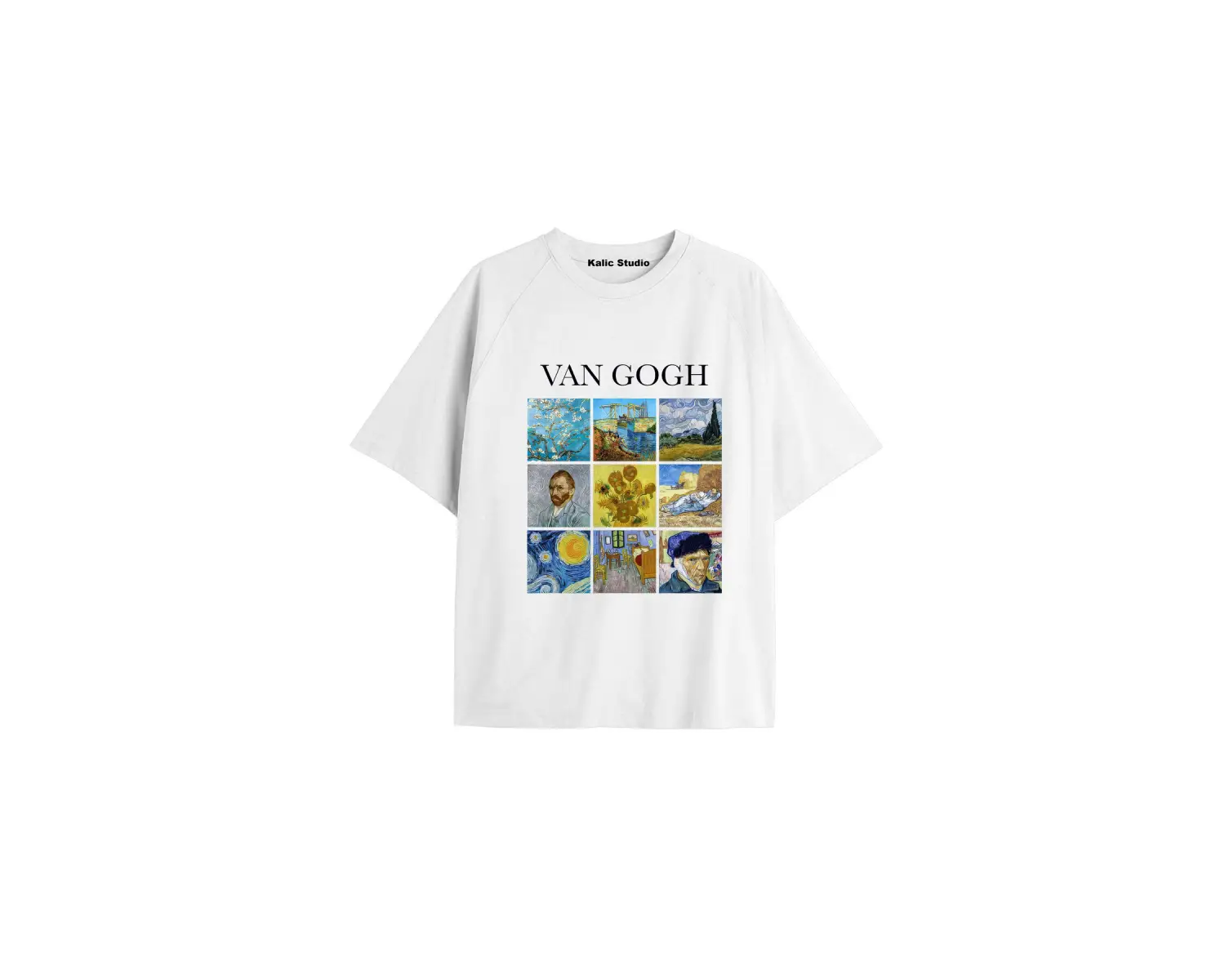 Unisex Van Gogh Baskılı Oversize Tshirt