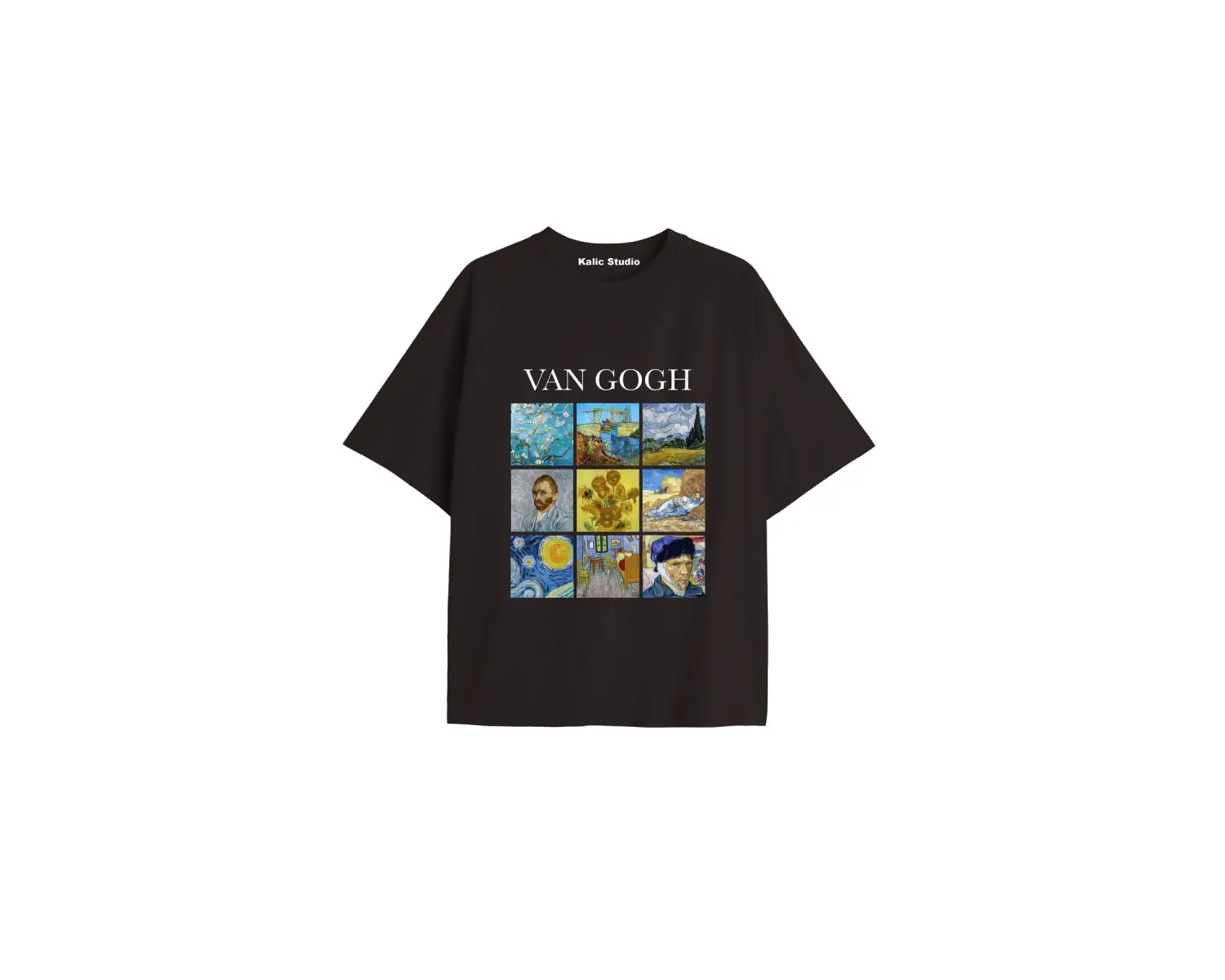 Unisex Van Gogh Baskılı Oversize Tshirt