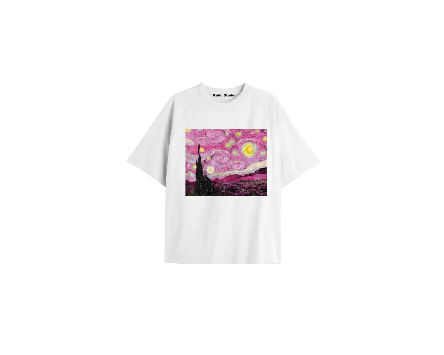 Unisex Van Gogh Baskılı Oversize Tshirt