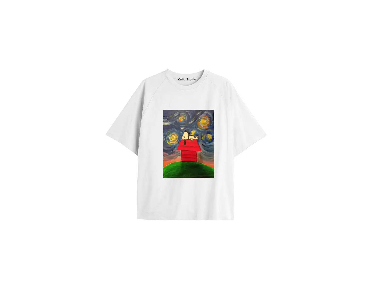 Unisex Van Gogh Baskılı Oversize Tshirt