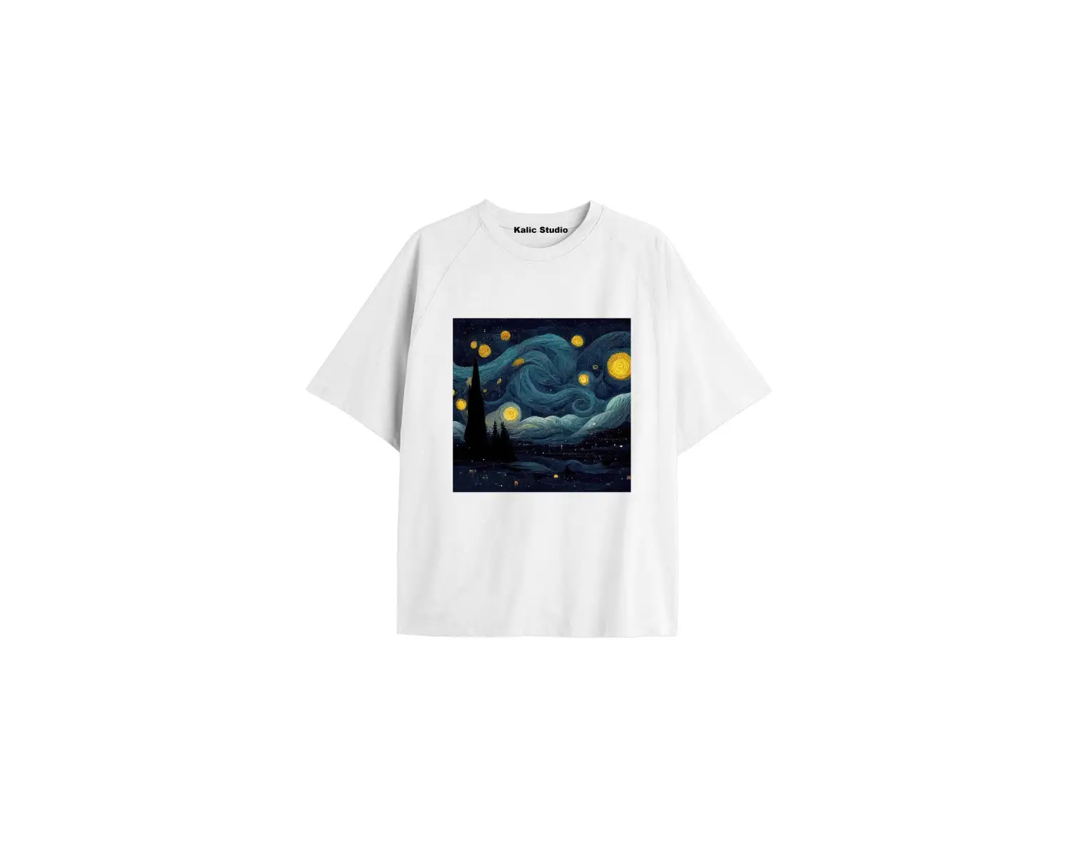 Unisex Van Gogh Baskılı Oversize Tshirt