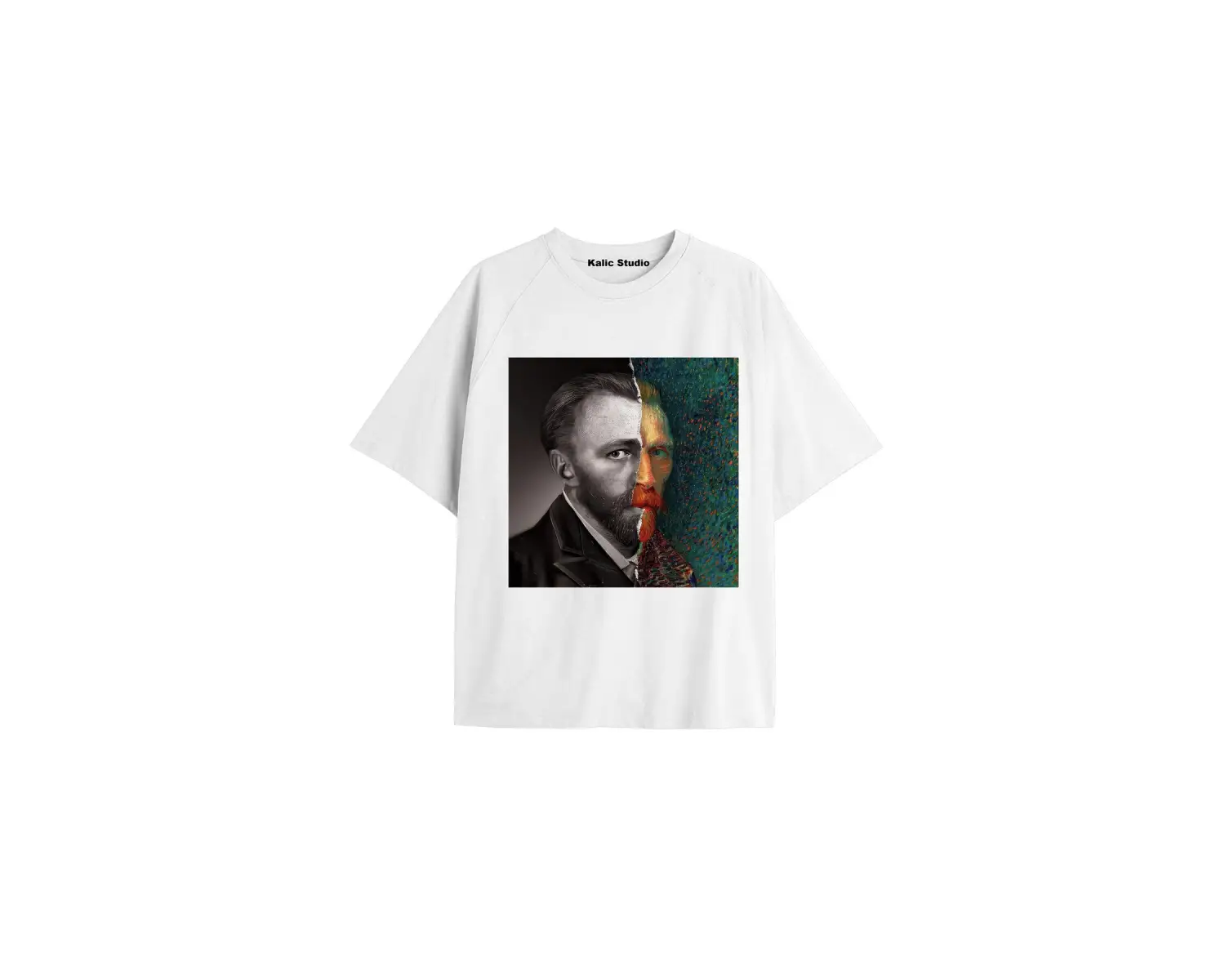 Unisex Van Gogh Baskılı Oversize Tshirt