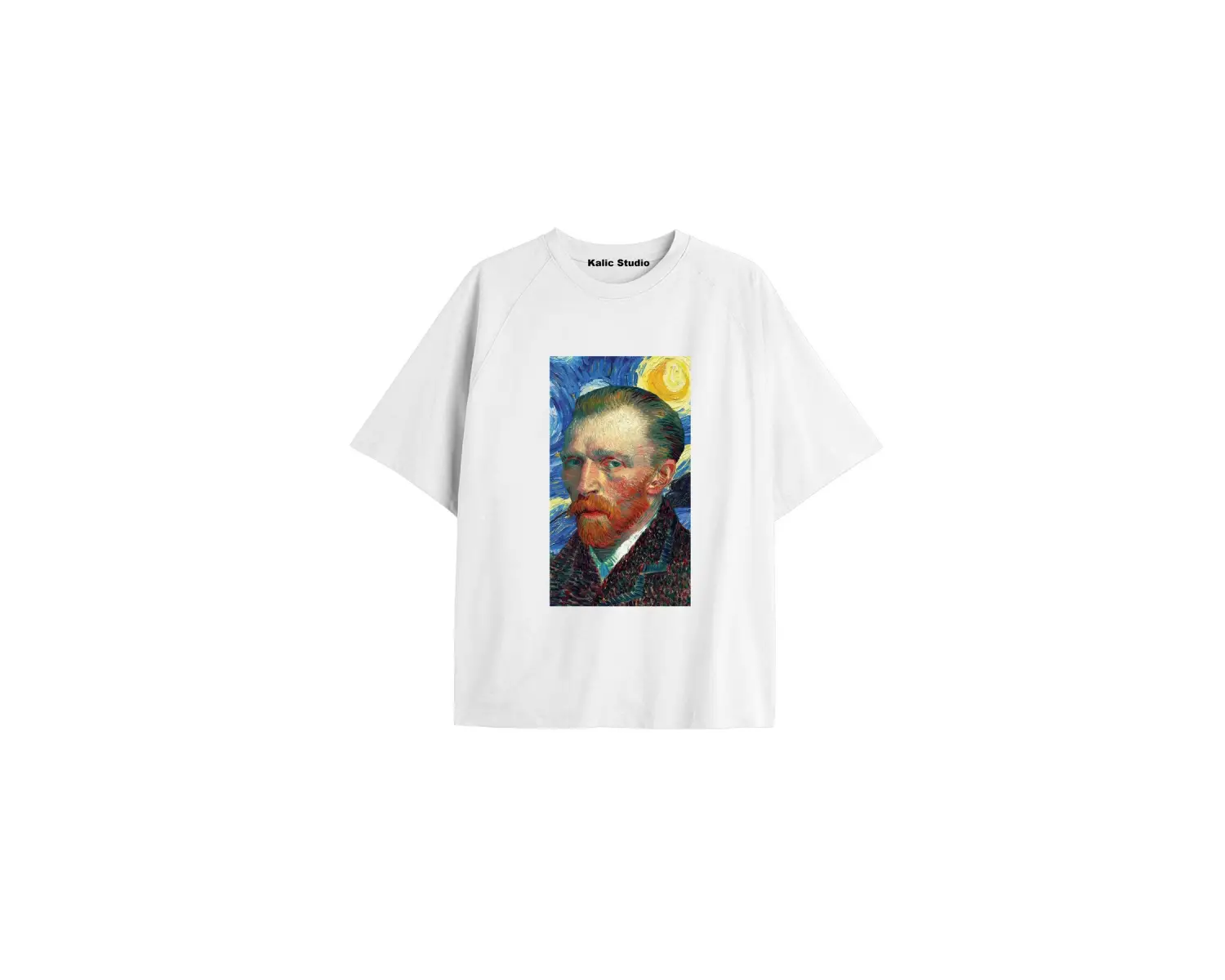 Unisex Van Gogh Baskılı Oversize Tshirt