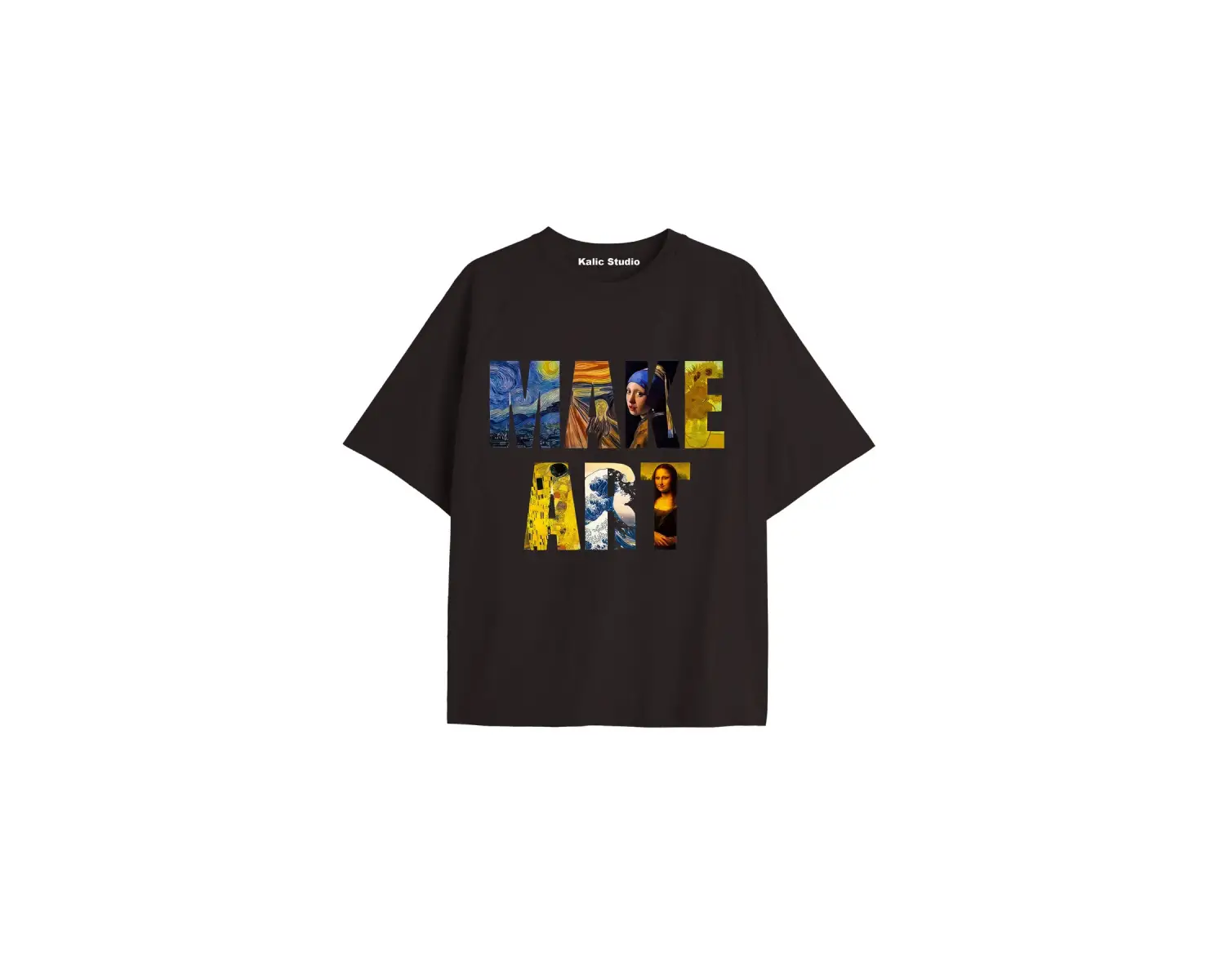 Unisex Van Gogh Baskılı Oversize Tshirt