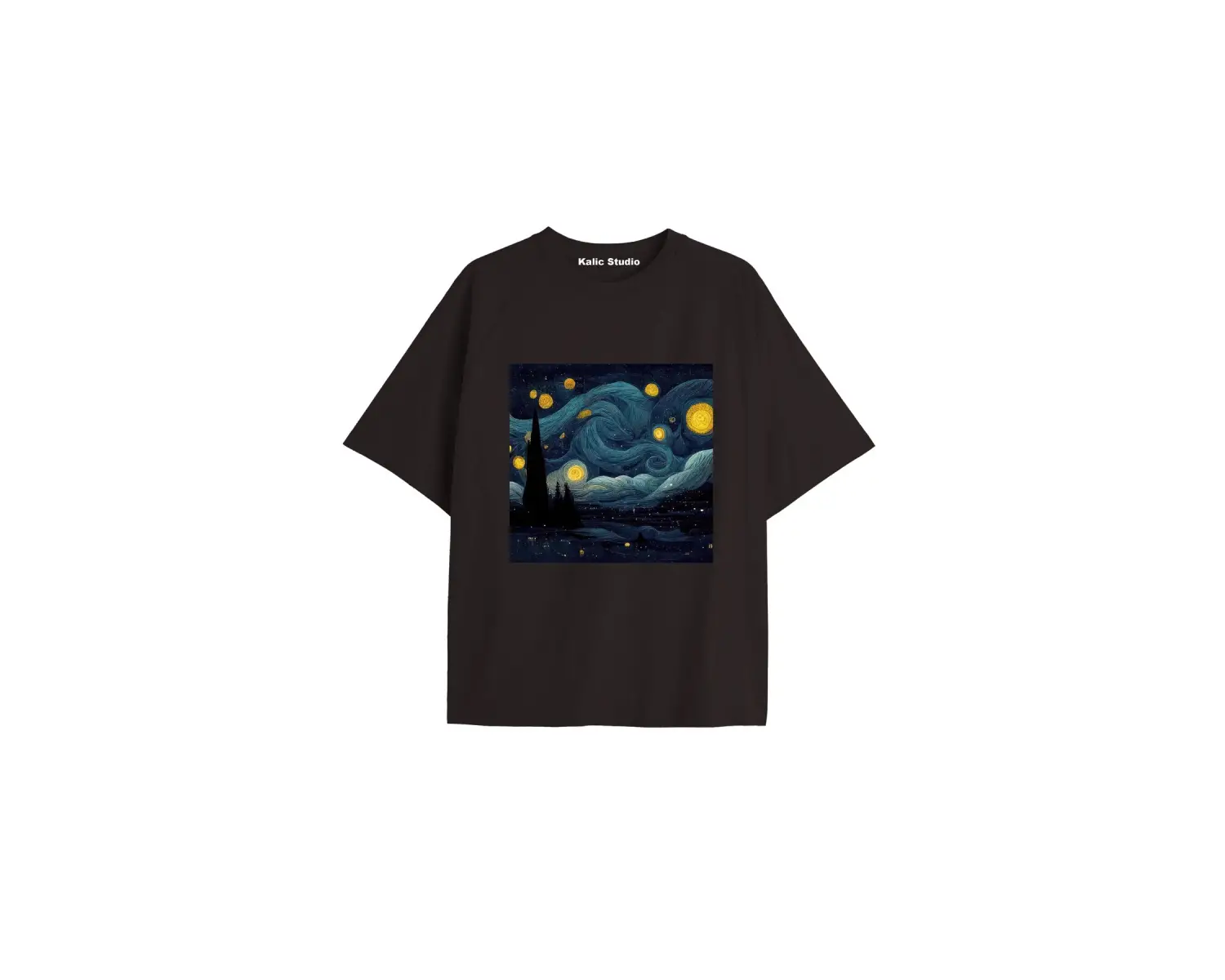 Unisex Van Gogh Baskılı Oversize Tshirt
