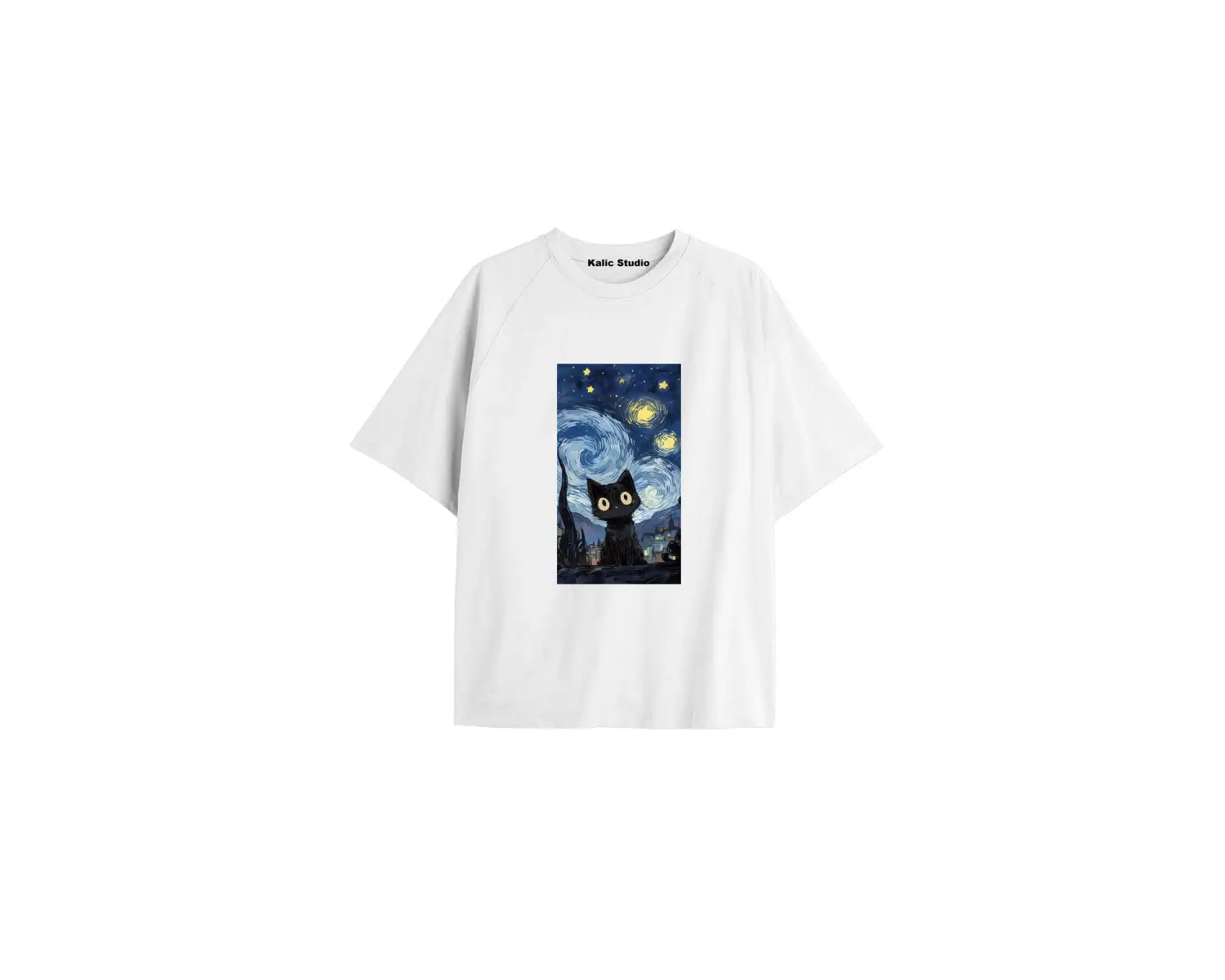 Unisex Van Gogh Baskılı Oversize Tshirt