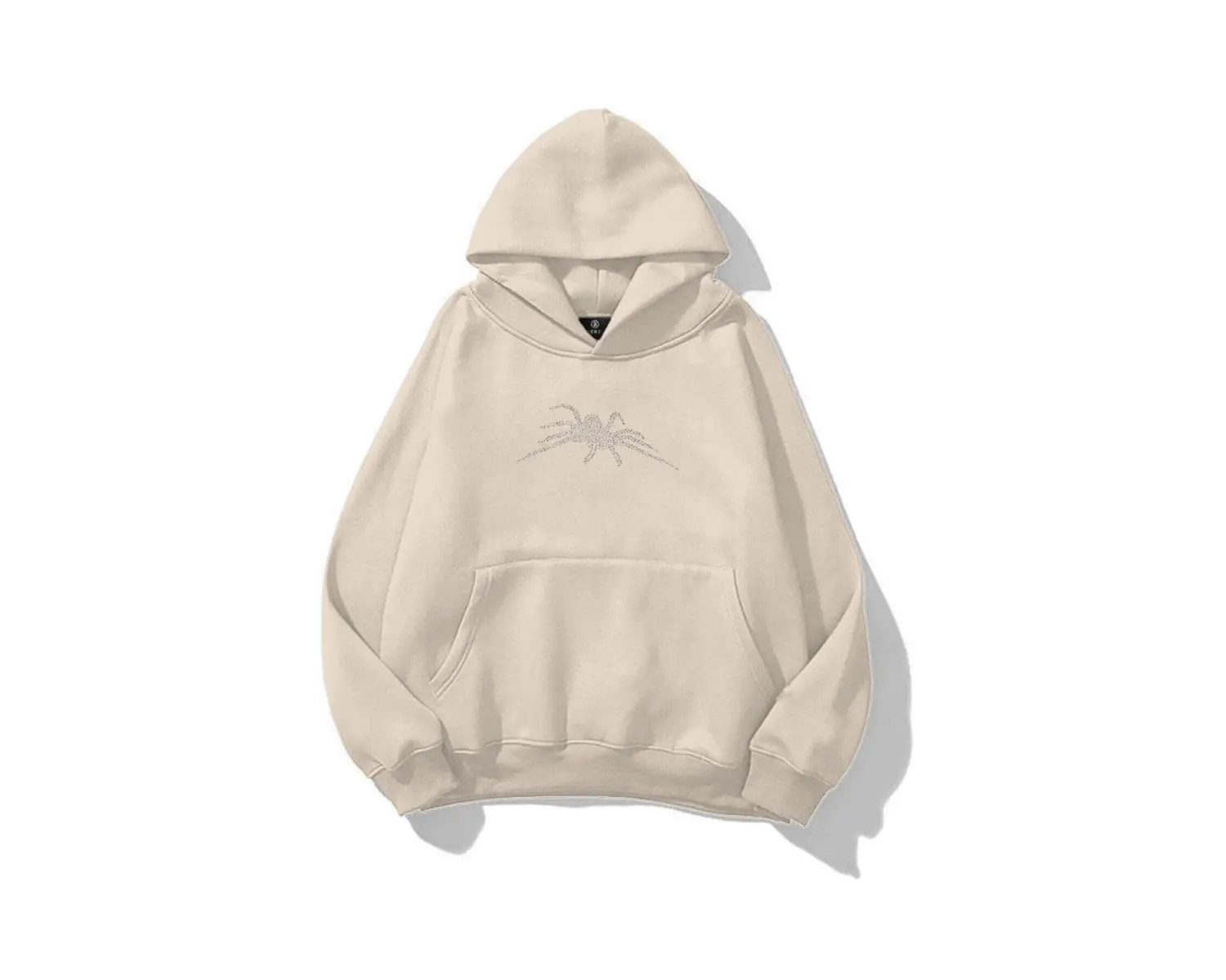 Unisex Vintage Spider Taş Baskılı Sweatshirt Beyaz