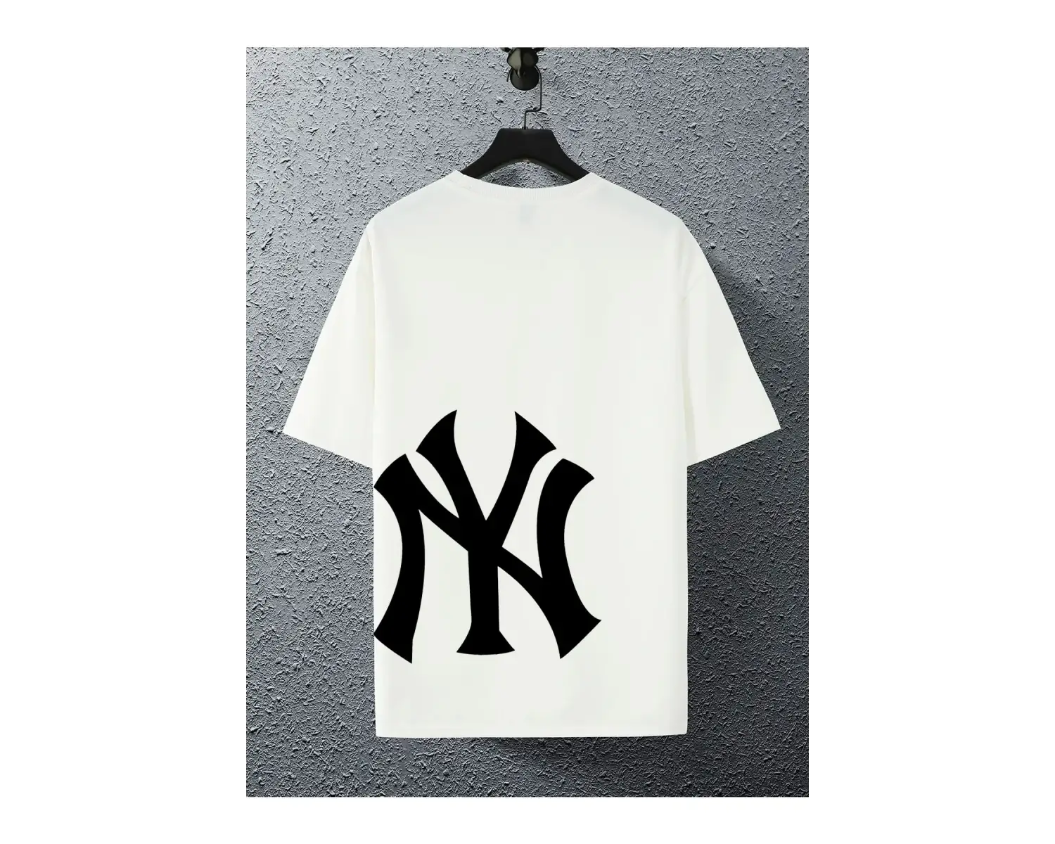 Unisex Yankees Özel Baskılı Oversize Penye Bisiklet Yaka T-Shirt
