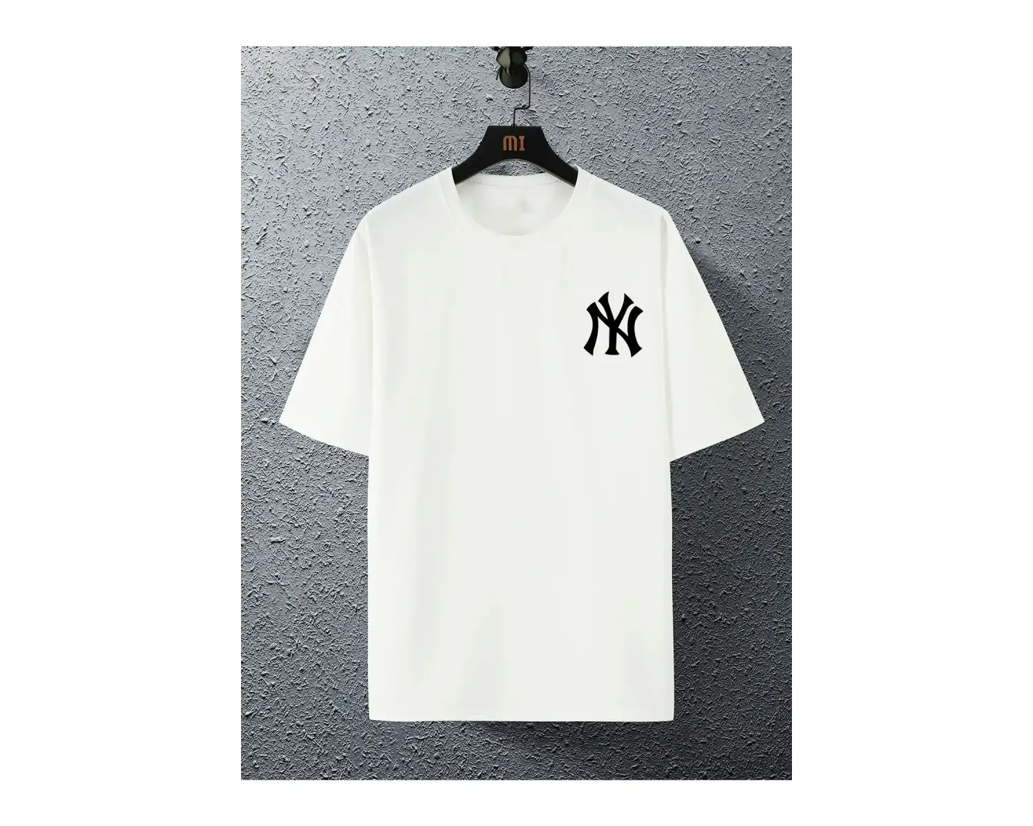 Unisex Yankees Özel Baskılı Oversize Penye Bisiklet Yaka T-Shirt