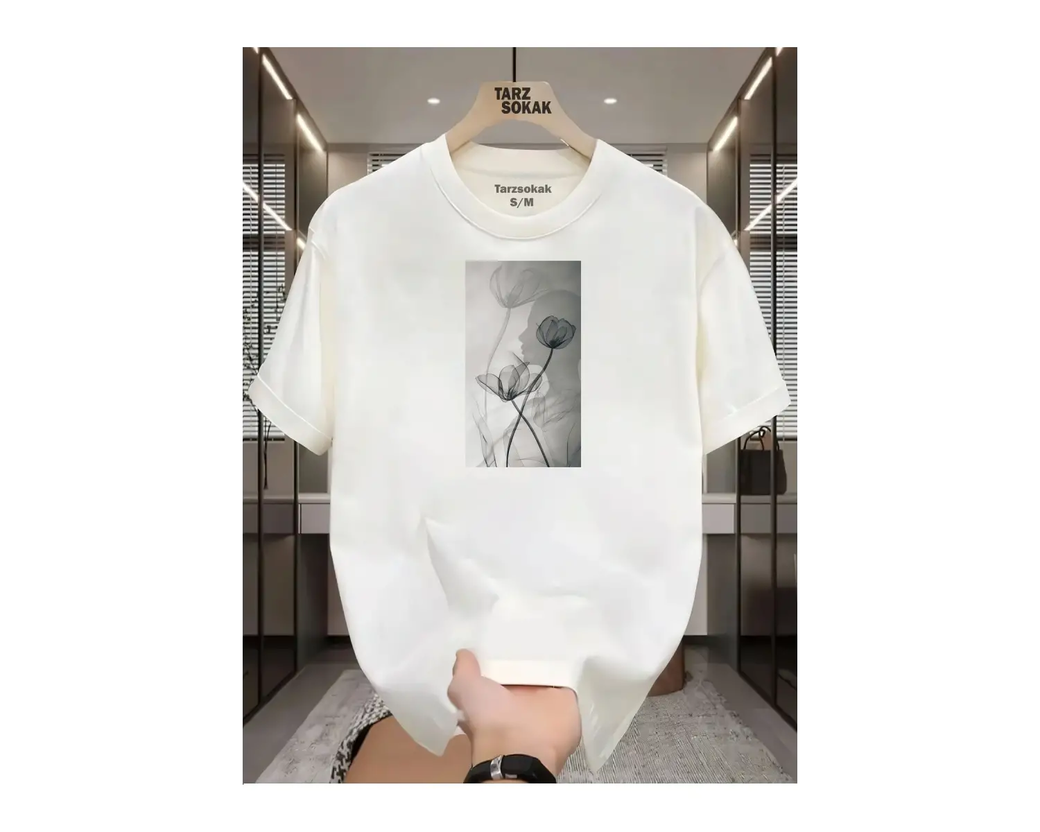 UNİSEX Yaz gülü T-shirt