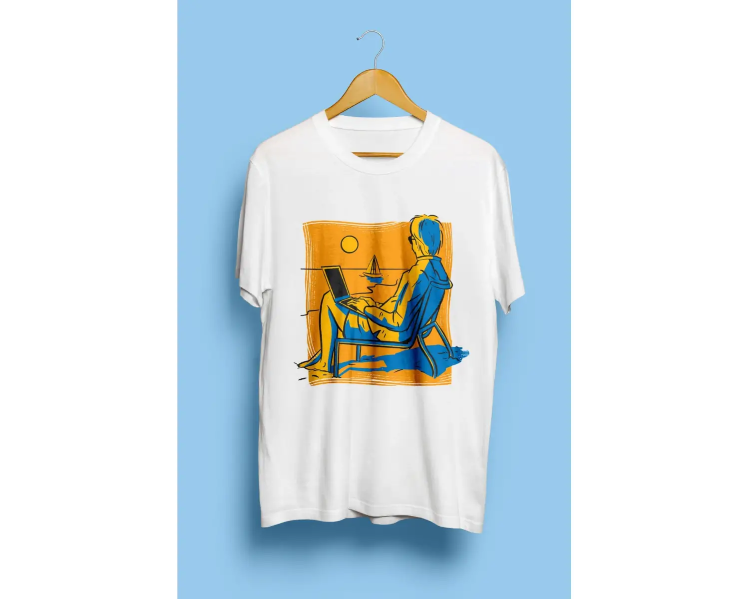 Unisex Yaz Tatil Gözlüklü Plaj Gün Batımı Tasarım Baskılı Tişört