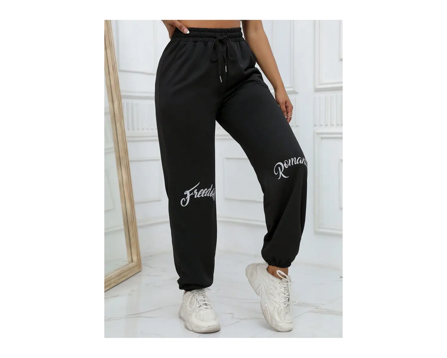 Unity Reflective Letter Graphic Drawstring Waist 4 Mevsim Eşofman