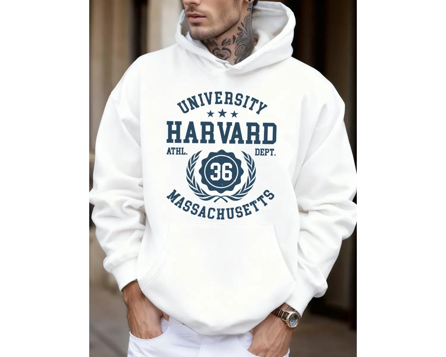 Üniversite Harvard Massachusetts Baskı Sonbahar Yumuşak Kapüşonlu Üst Erkek Polar Gevşek Kaza