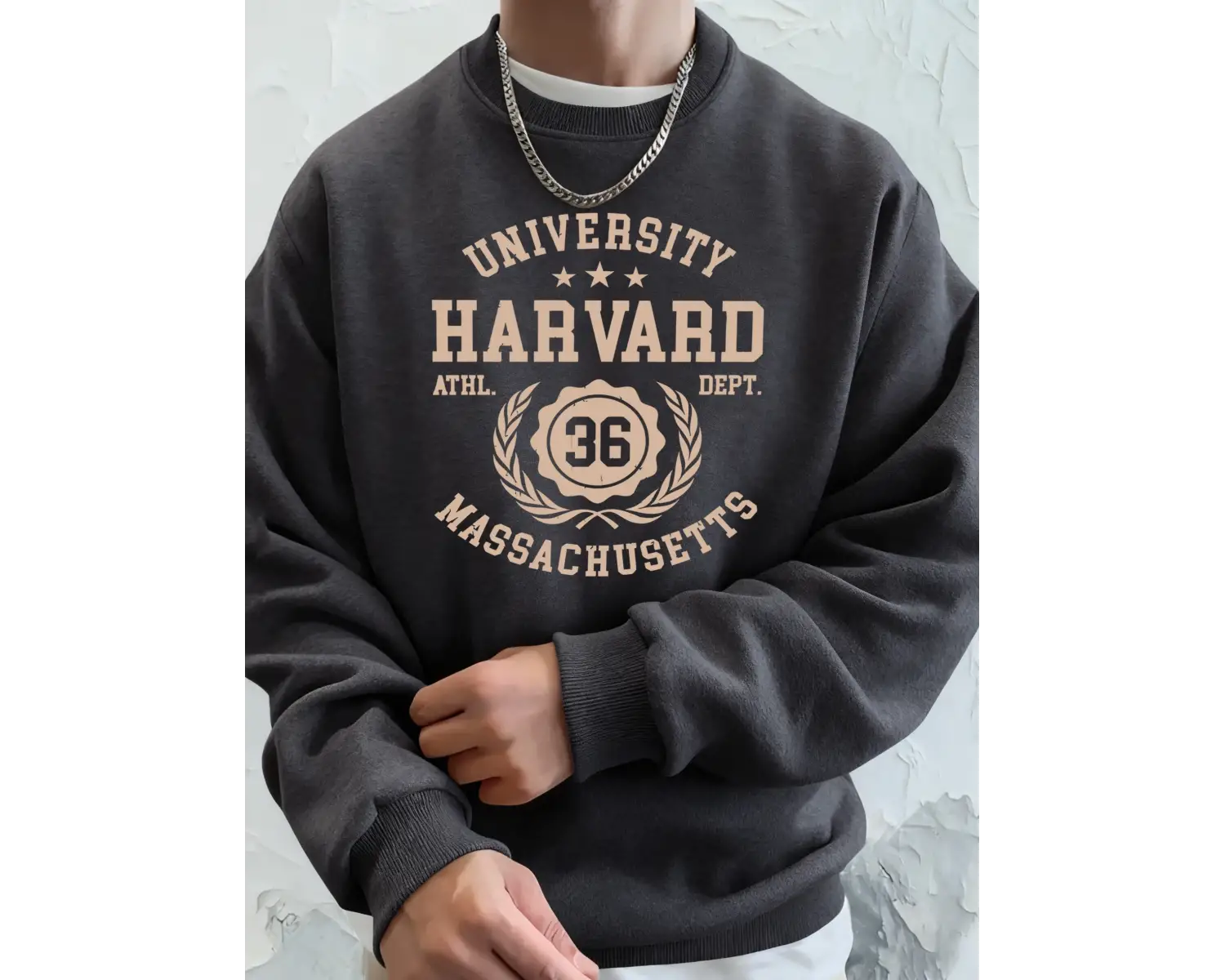 Üniversite Harvard Massachusetts Baskılı Erkek Sonbahar Polar Tişörtü Temel Rahat Kapüşonlu U