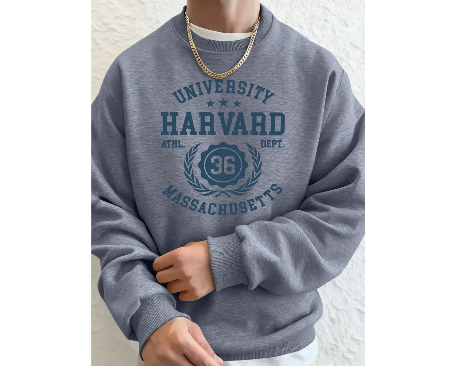 Üniversite Harvard Massachusetts Baskılı Erkek Sonbahar Polar Tişörtü Temel Rahat Kapüşonlu U