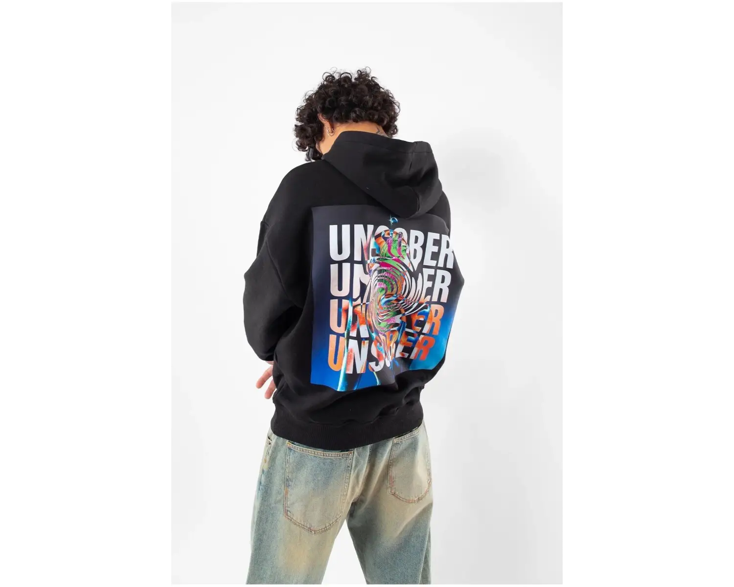 Unsober Baskılı Oversize Unisex Siyah
