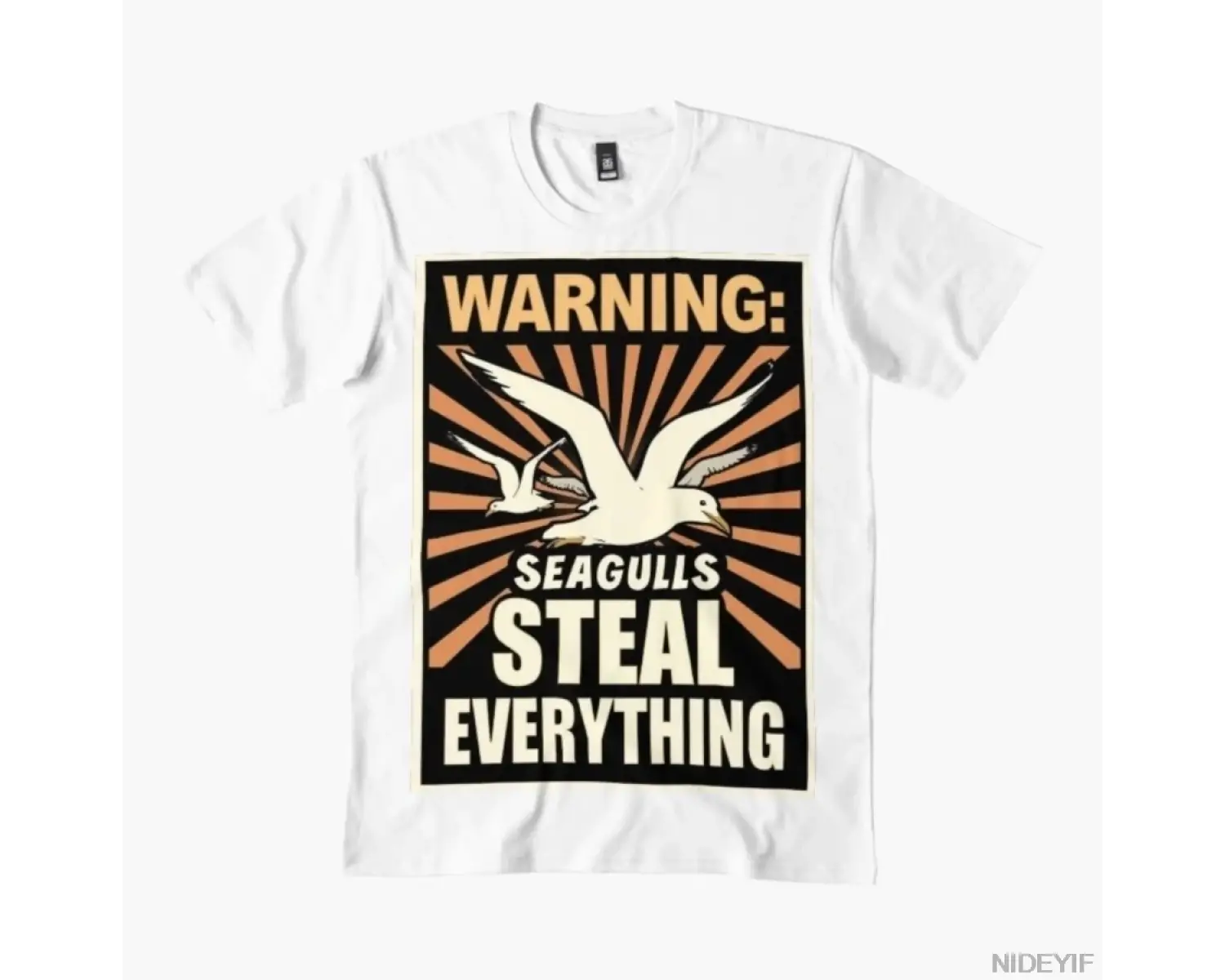 Uyarı Martılar Her Şeyi Çalıyor Erkekler Kadınlar İçin Tişört %100 Pamuklu Tişörtler Kısa Kol