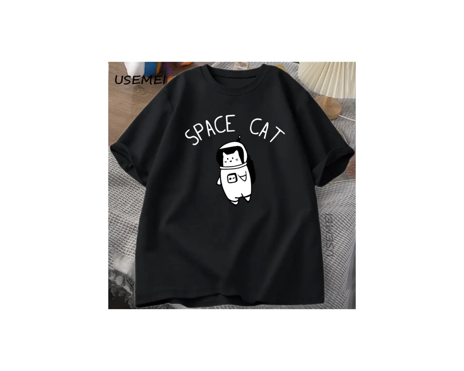 Uzay Kedi Tshirt Kediler Uzayda Komik T Shirt Pamuk Tee Giyim Yaratıcılık Kısa Kollu Moda Rah 2951