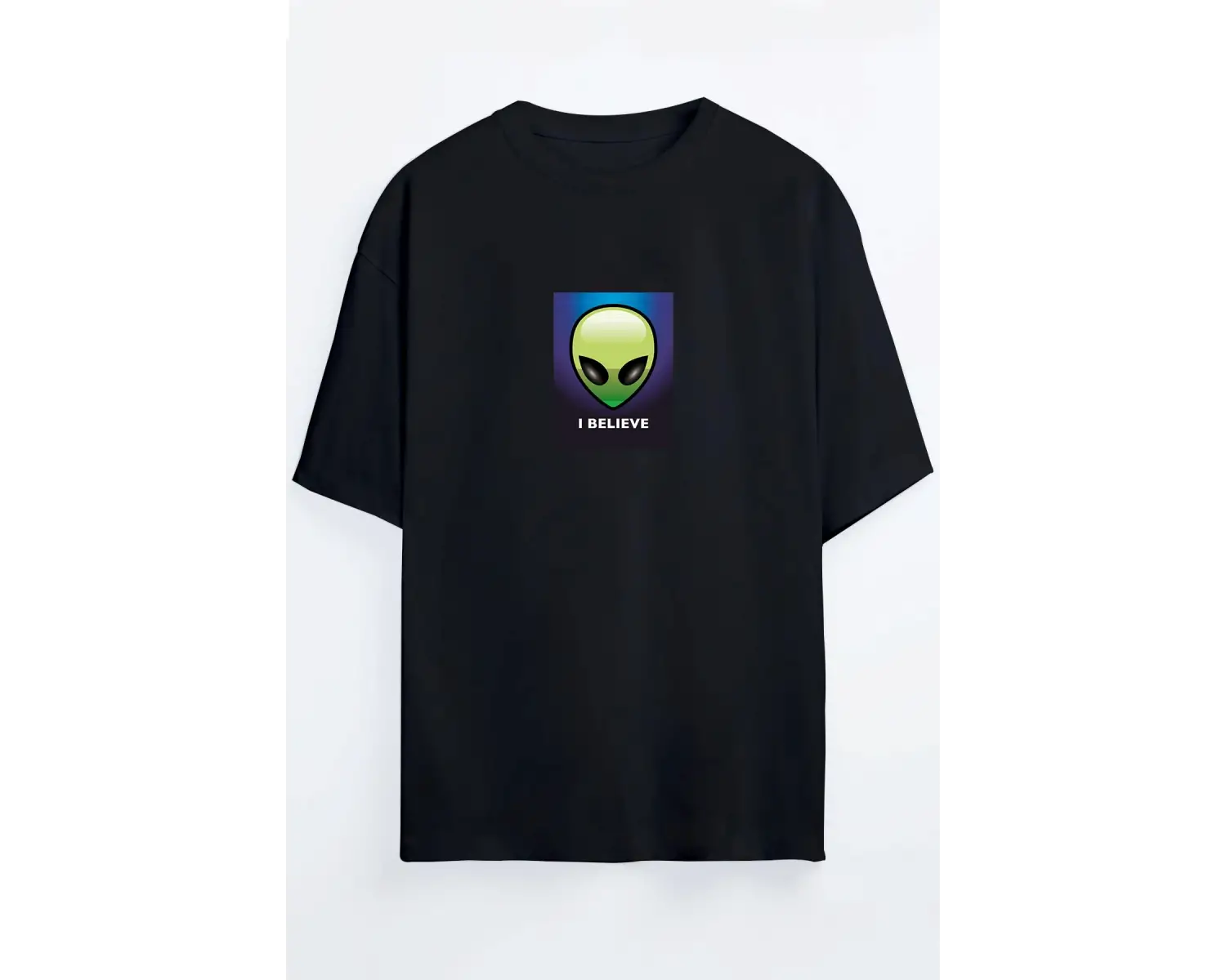 Uzaylı Baskılı Oversize Unisex T-shirt