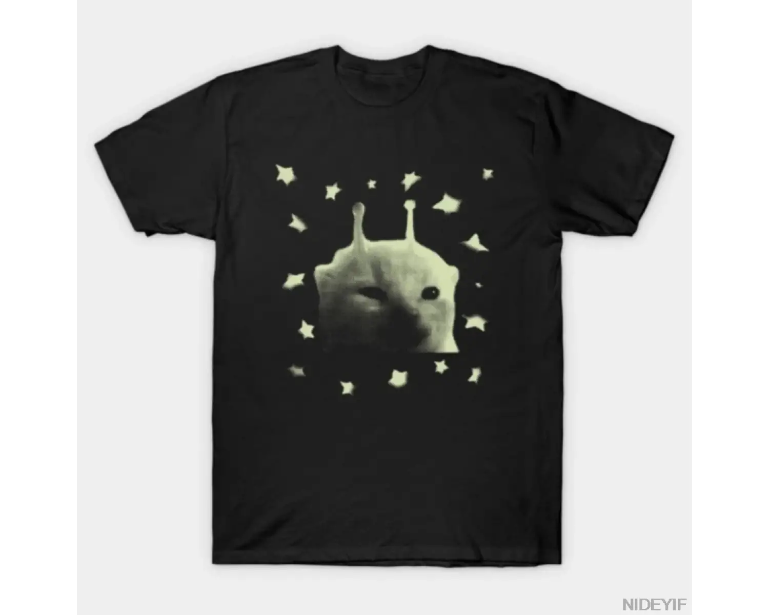 Uzaylı Kedi Meme T-shirt Erkekler Kadınlar Için % 100% Pamuk T Shirt Kısa Kollu Üstler 1226-2