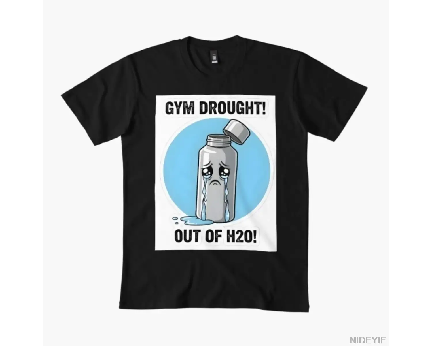 Üzgün Boş Ağlayan Su Şişesi Spor Salonu Mizah Karikatür T-shirt Erkekler Kadınlar Için % 100%