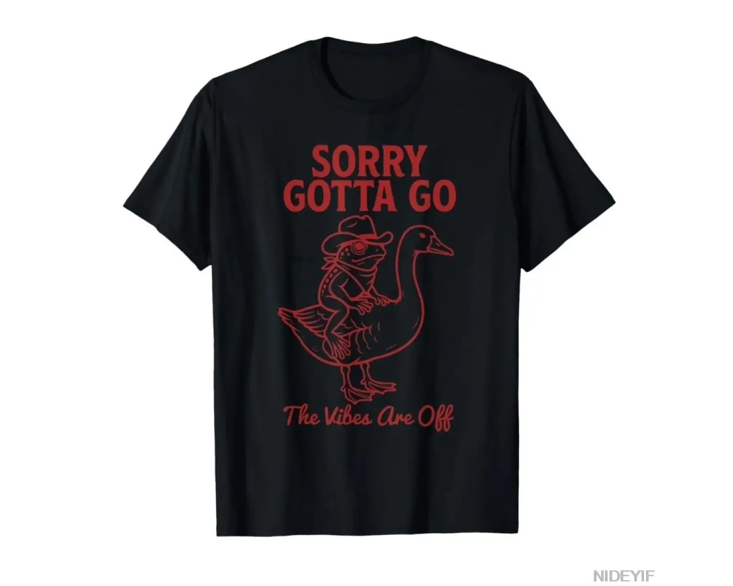 Üzgünüm Gitmek Zorundaım, Hava İklimi Değişti Kovboy Kurbağası Kuş Üzerinde Biniyor Tişört Er