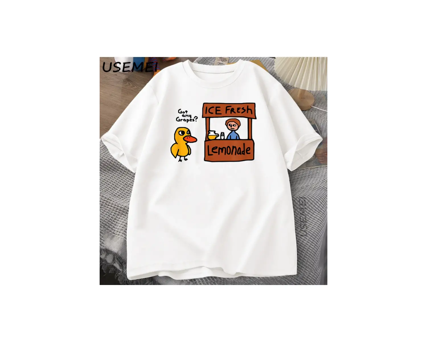 Üzüm Var TKomik Sevimli Ördek Şarkı Tshirt Rahat Yaz Erkek Kadın O-Boyun T Shirt Raha 2874