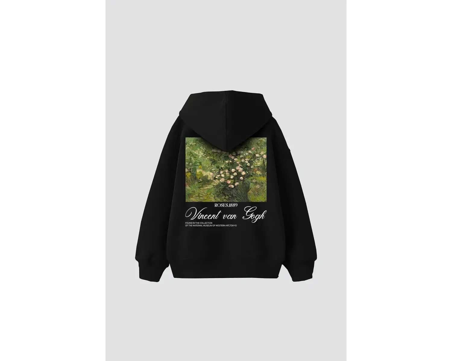 V. Van Gogh Roses Baskılı Oversize Unisex Siyah