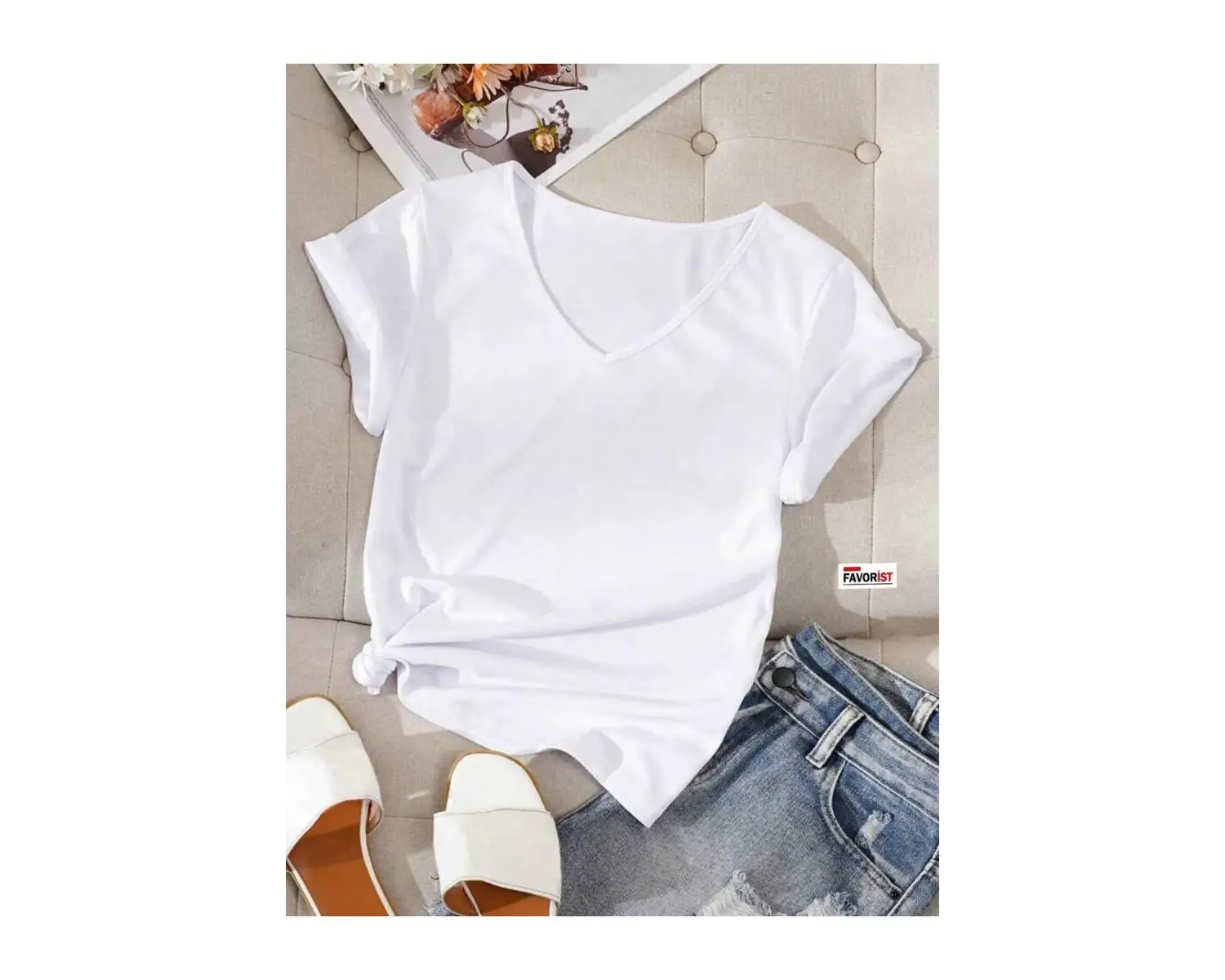 V Yaka (düz Desensiz) Basic Giy Çık Pamuklu